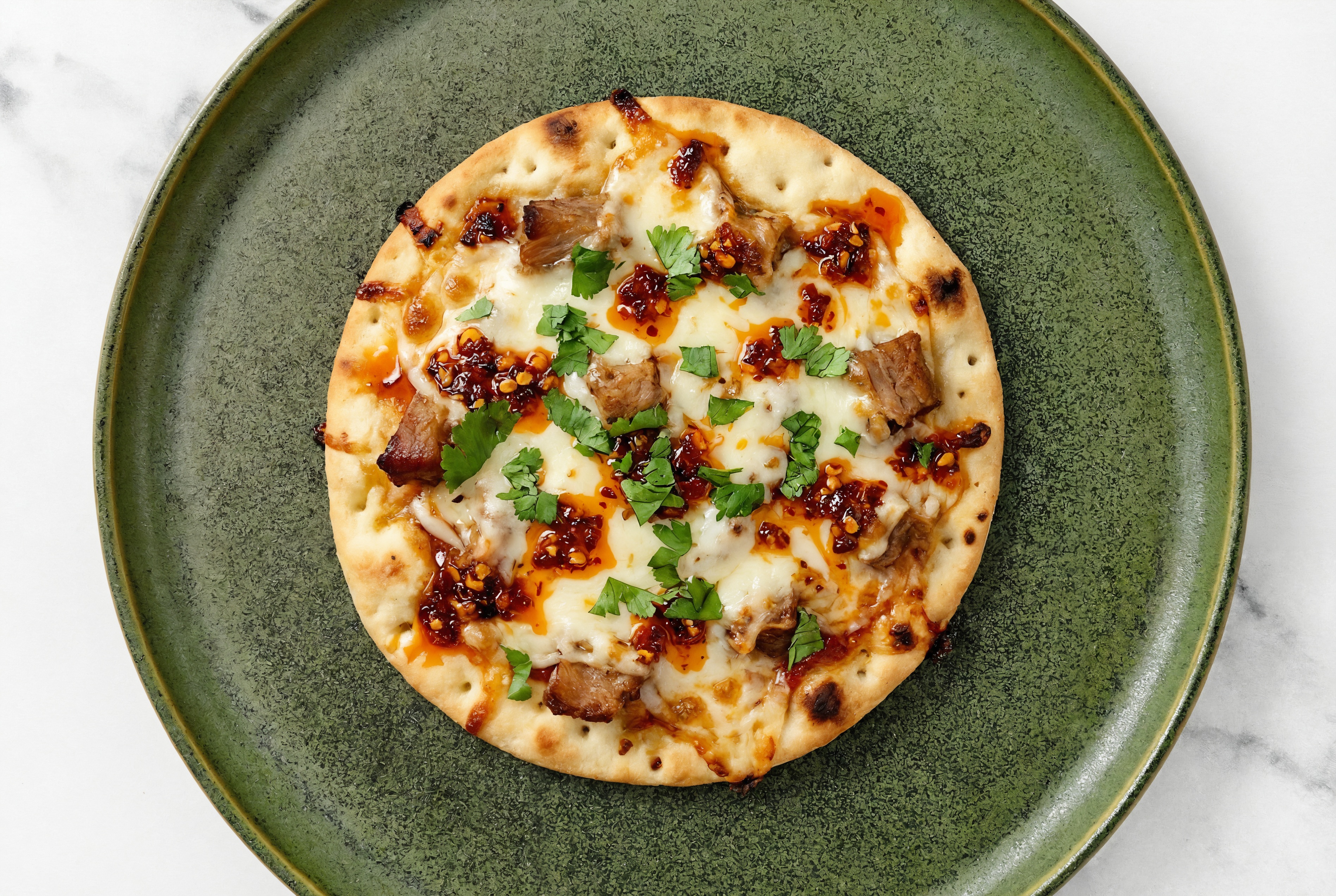 Chili Crisp Pork + Mozzarella with Cilantro Gluten-Free Pizza Crusts