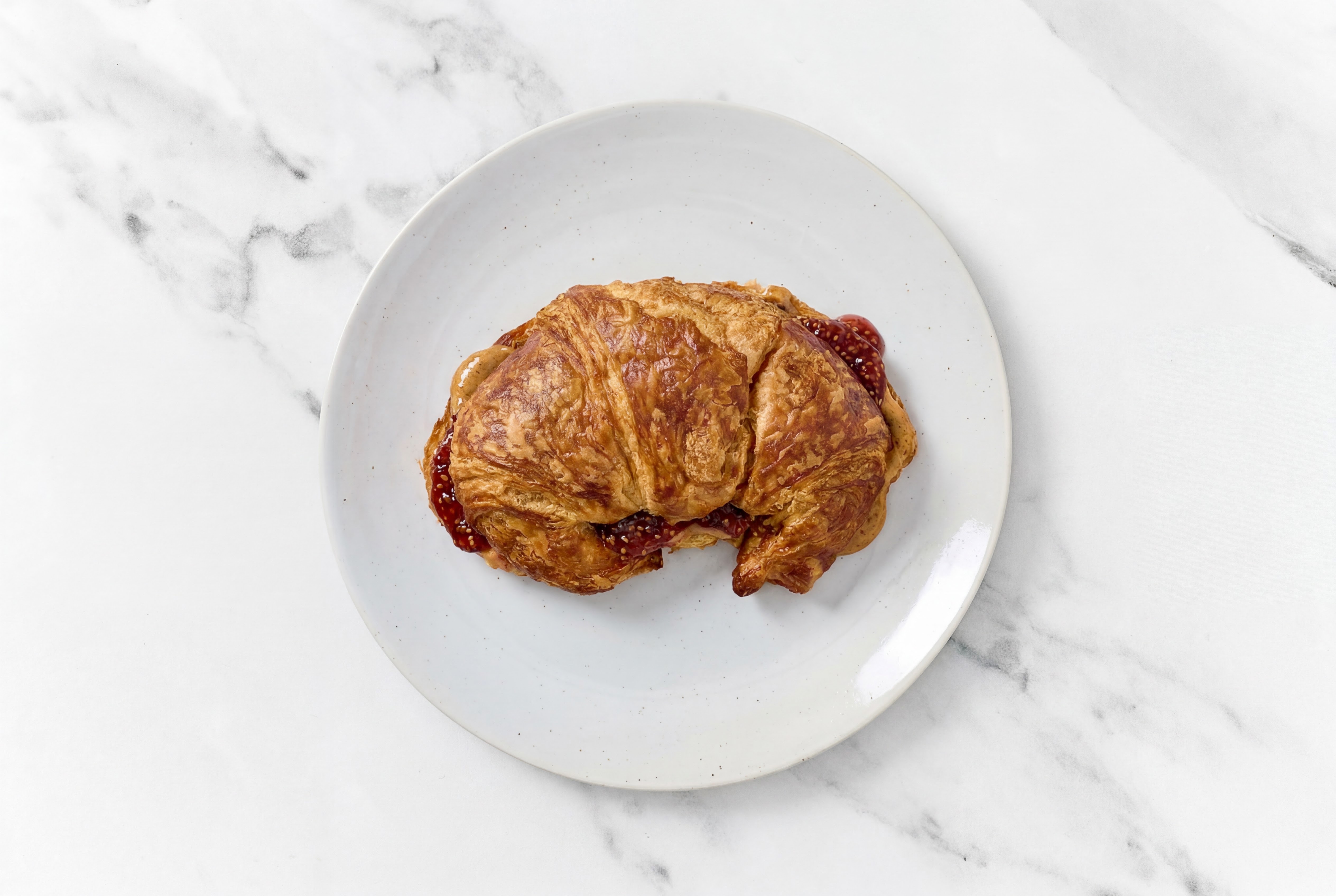 Almond Butter + Strawberry Jam Croissant Sandwich