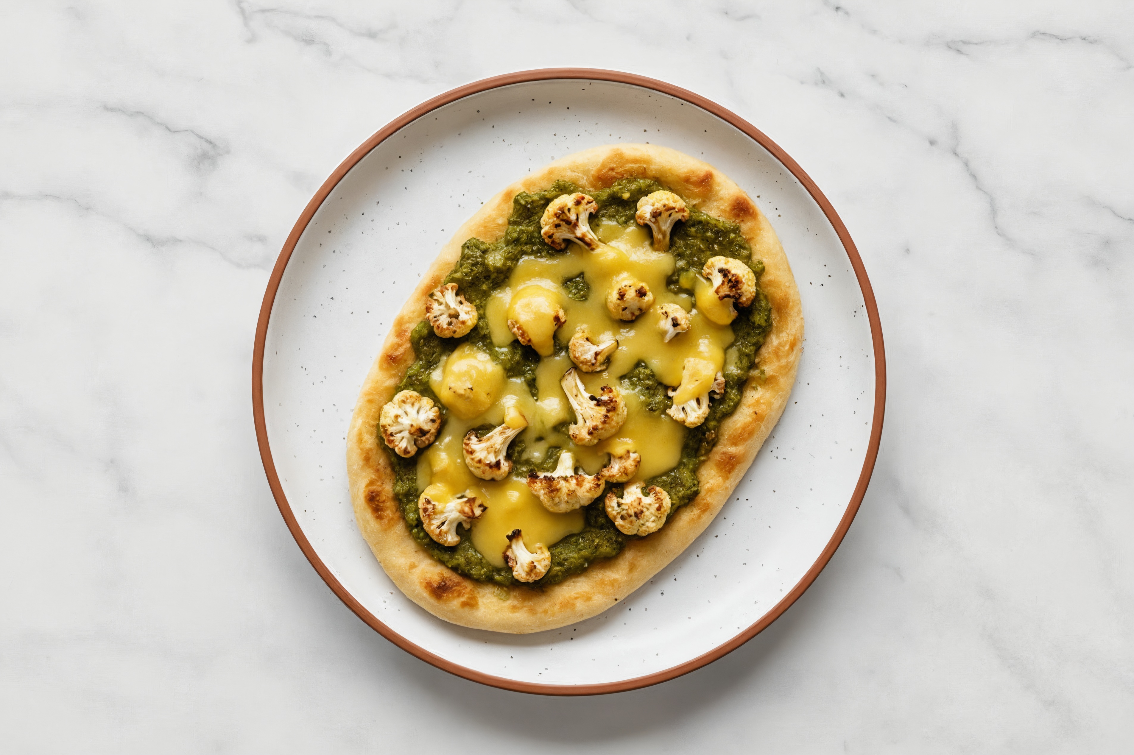 Cheezy Chile Cauliflower Naan Flatbread