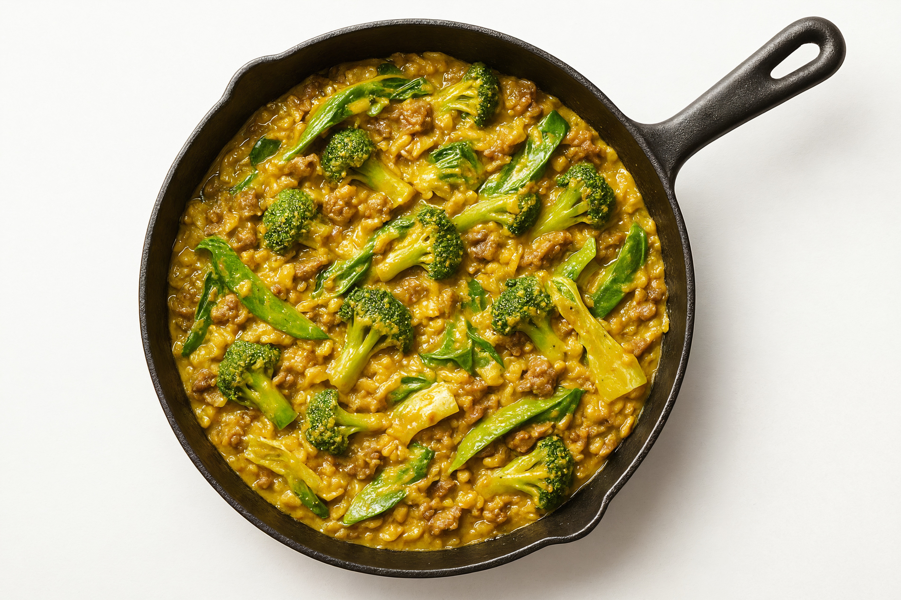 Herby Curry Bok Choy + Ground Beef Patties Stir-Fry