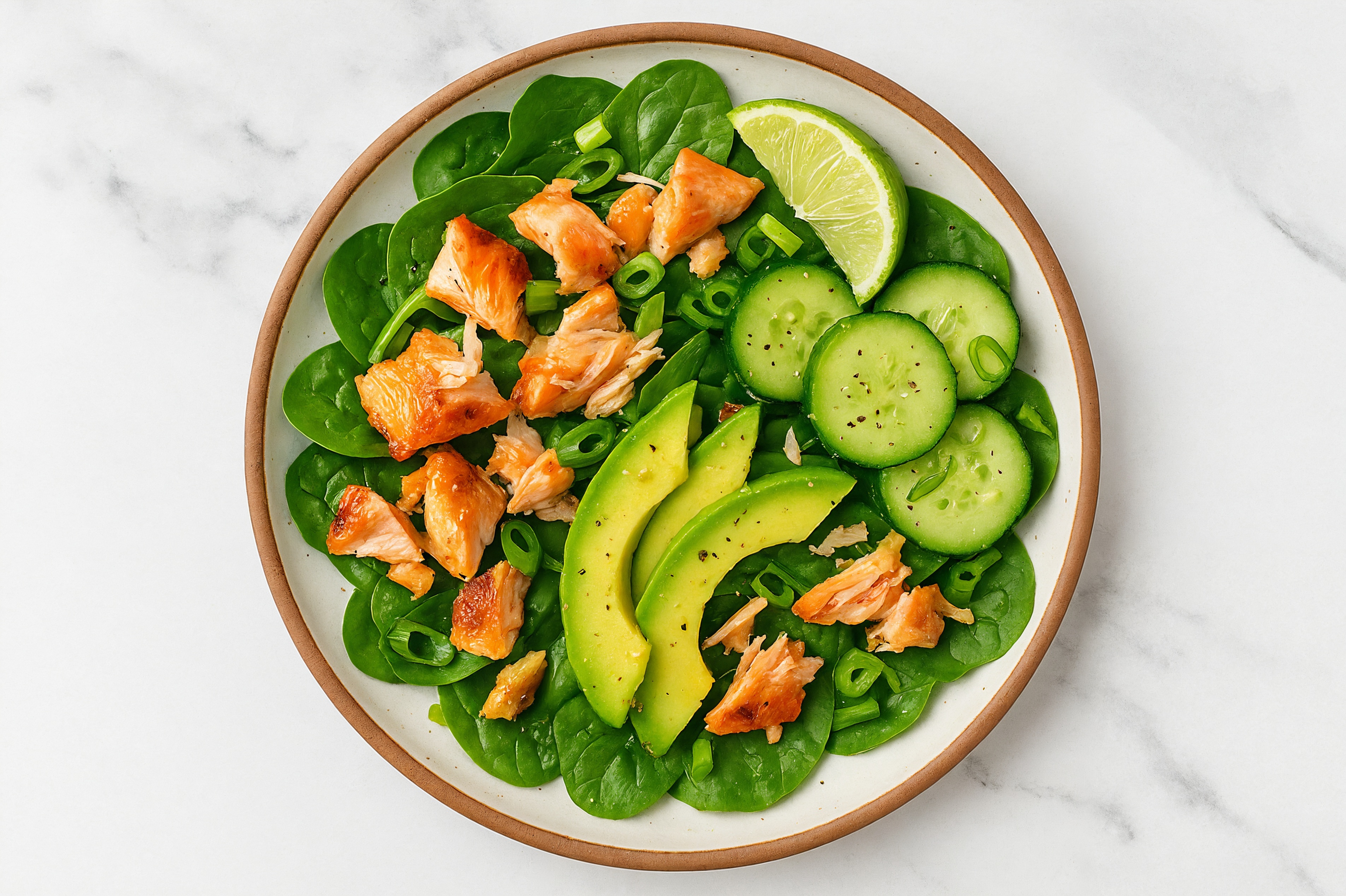 Lime Salmon + Avocado Salad with Baby Spinach