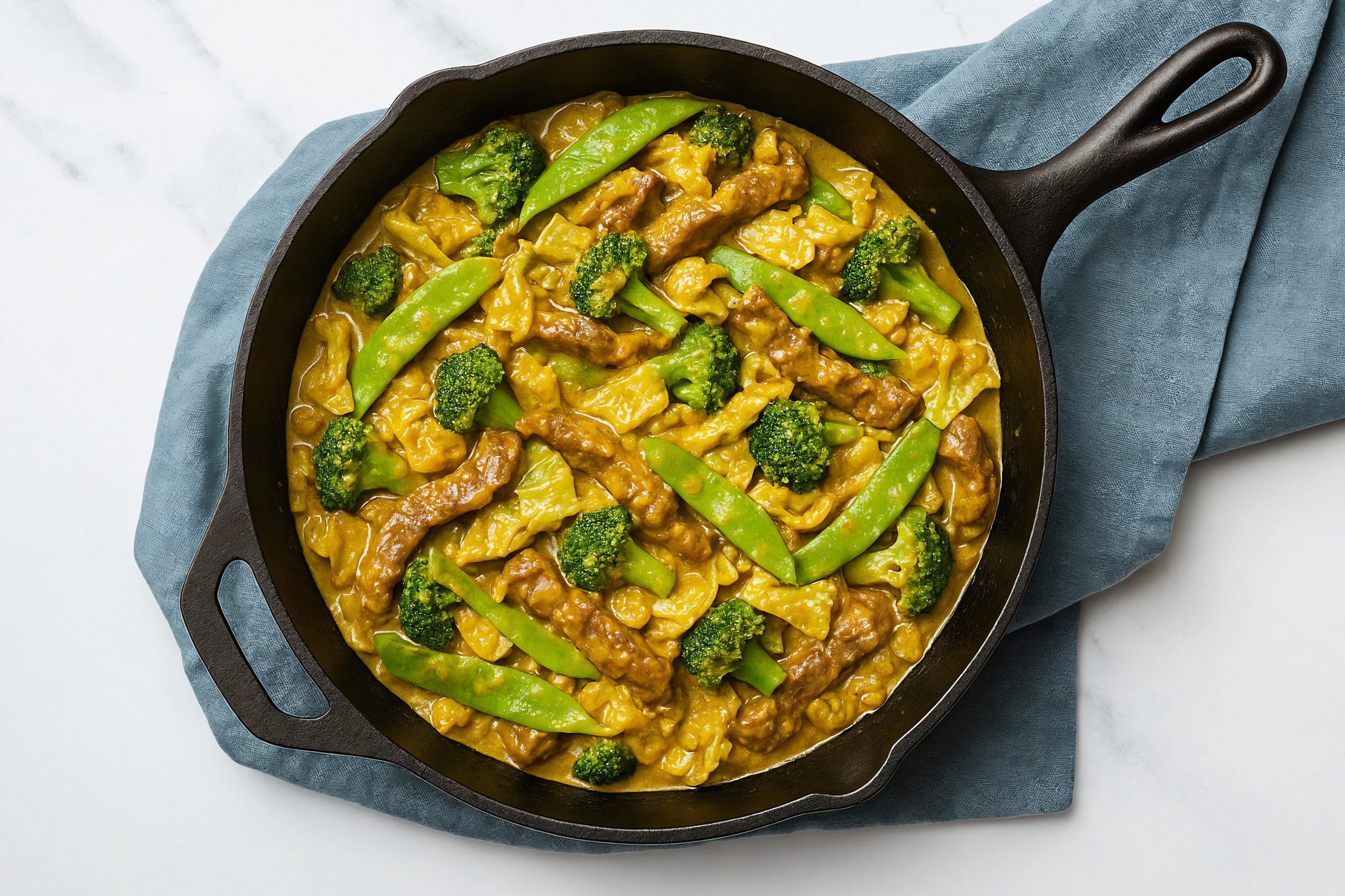 Coconut Curry Beef Strip Stir-Fry with Bok Choy
