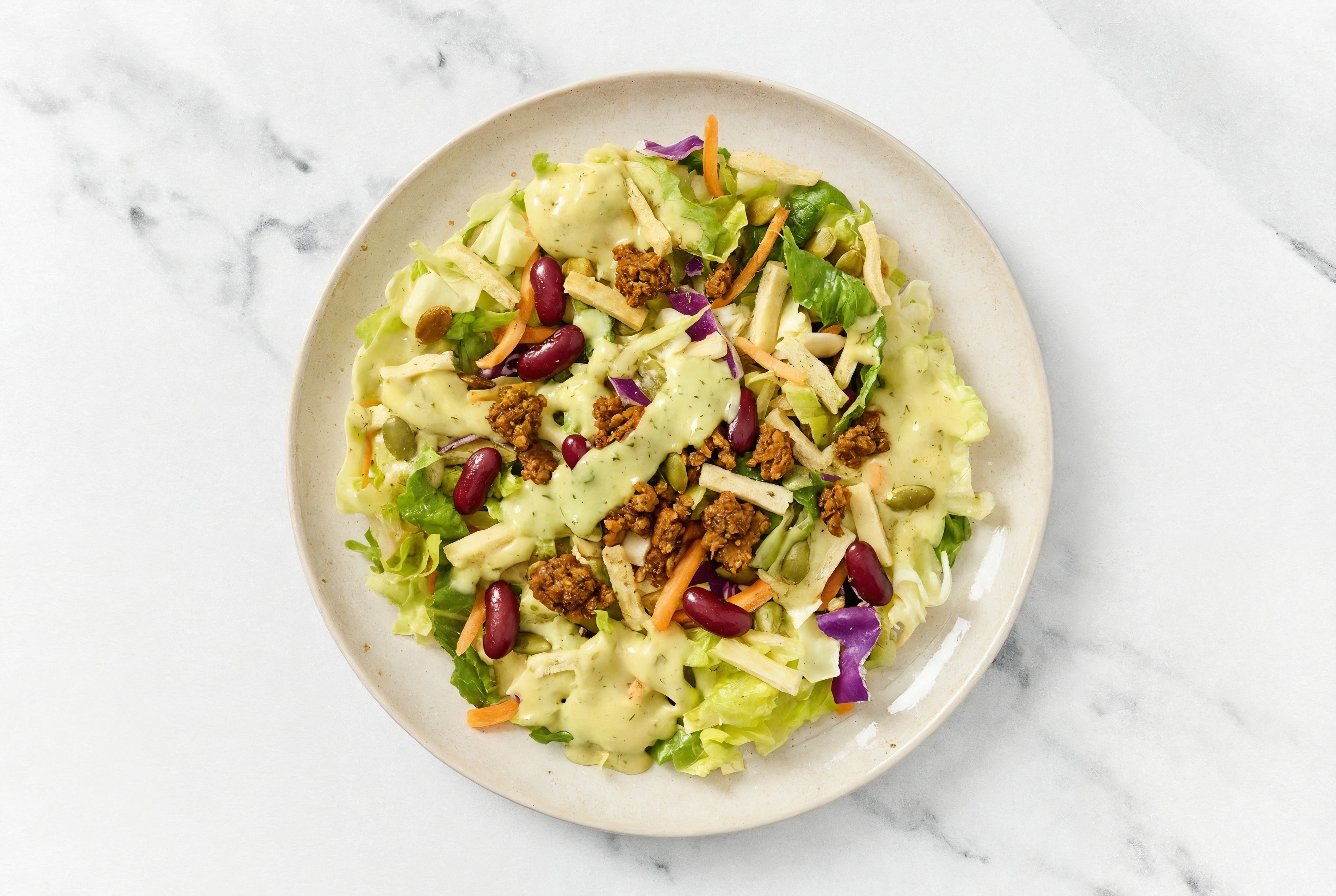 Plant-Based Chorizo + Kidney Bean Green Goddess Salad