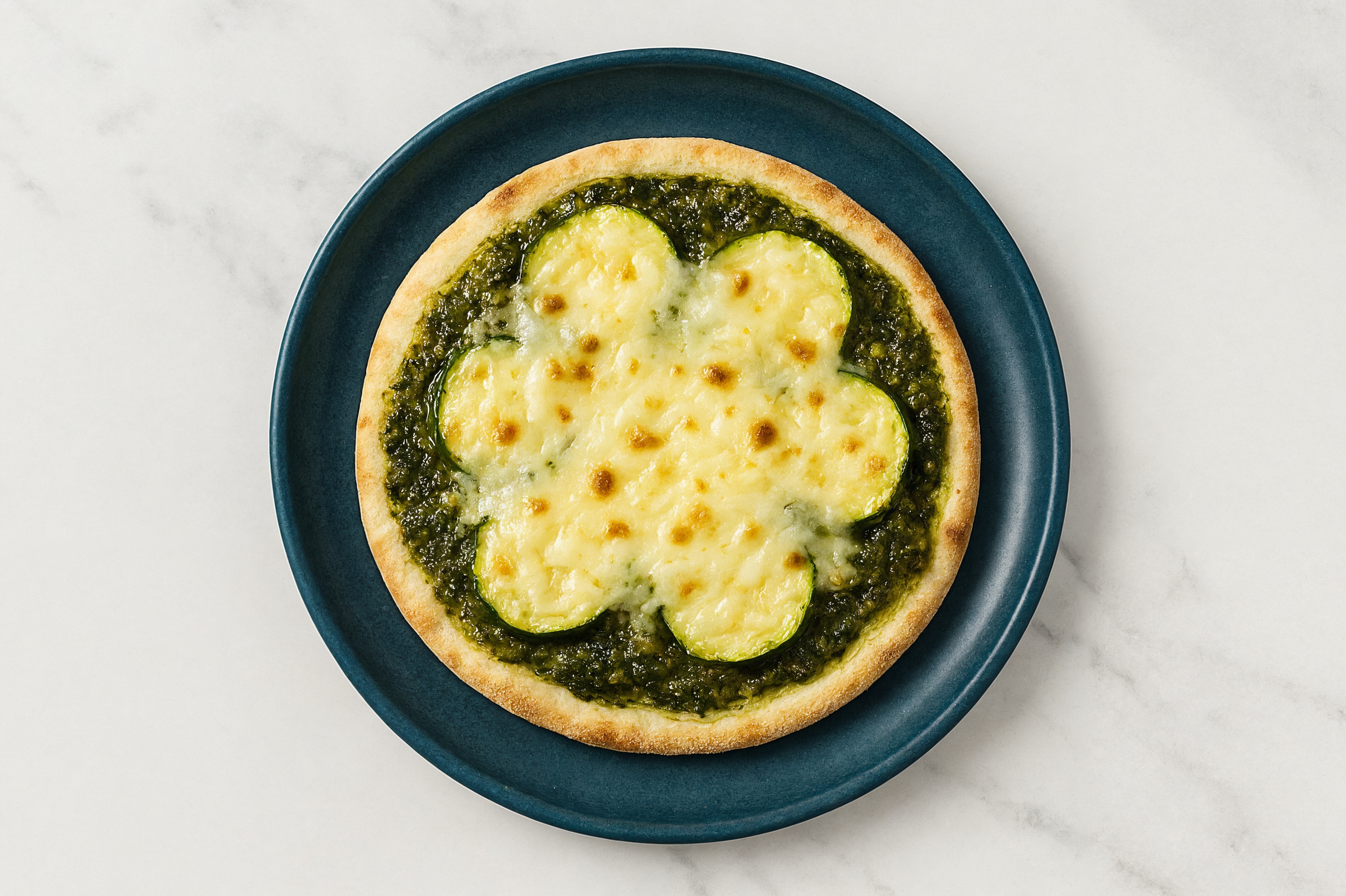 Cheezy Zucchini Pesto Flatbread with Traditional Pita
