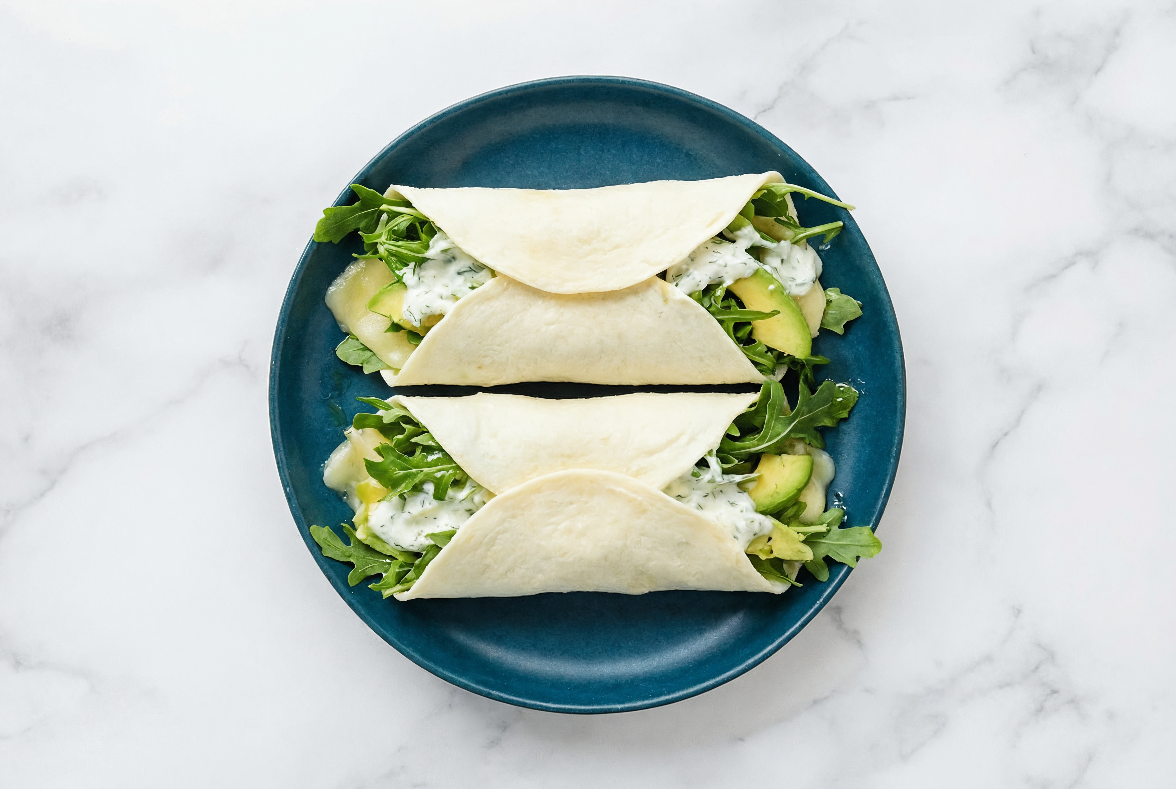 Creamy Avocado + Havarti Wraps with Arugula