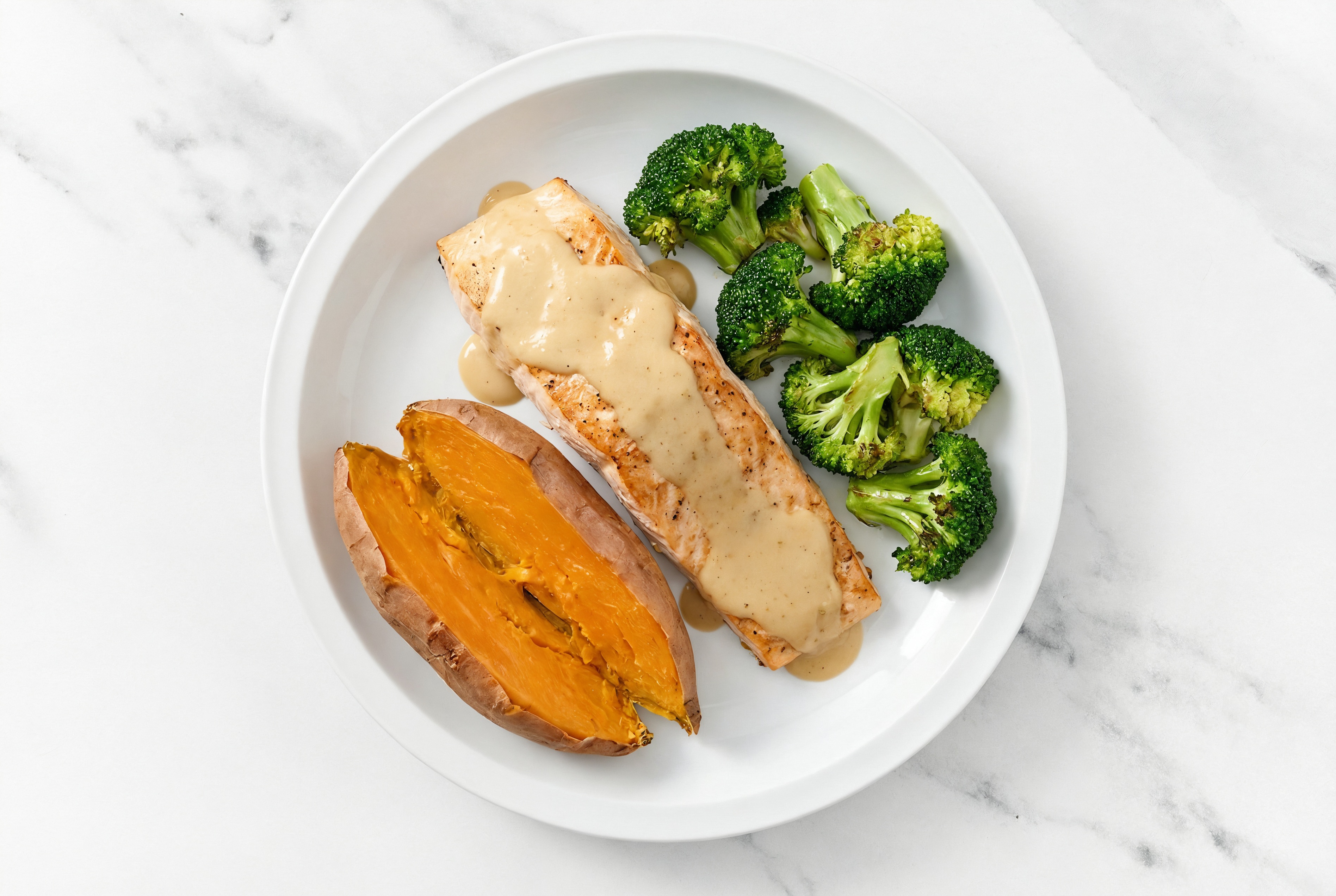 Creamy Miso Salmon + Organic Broccoli Florets