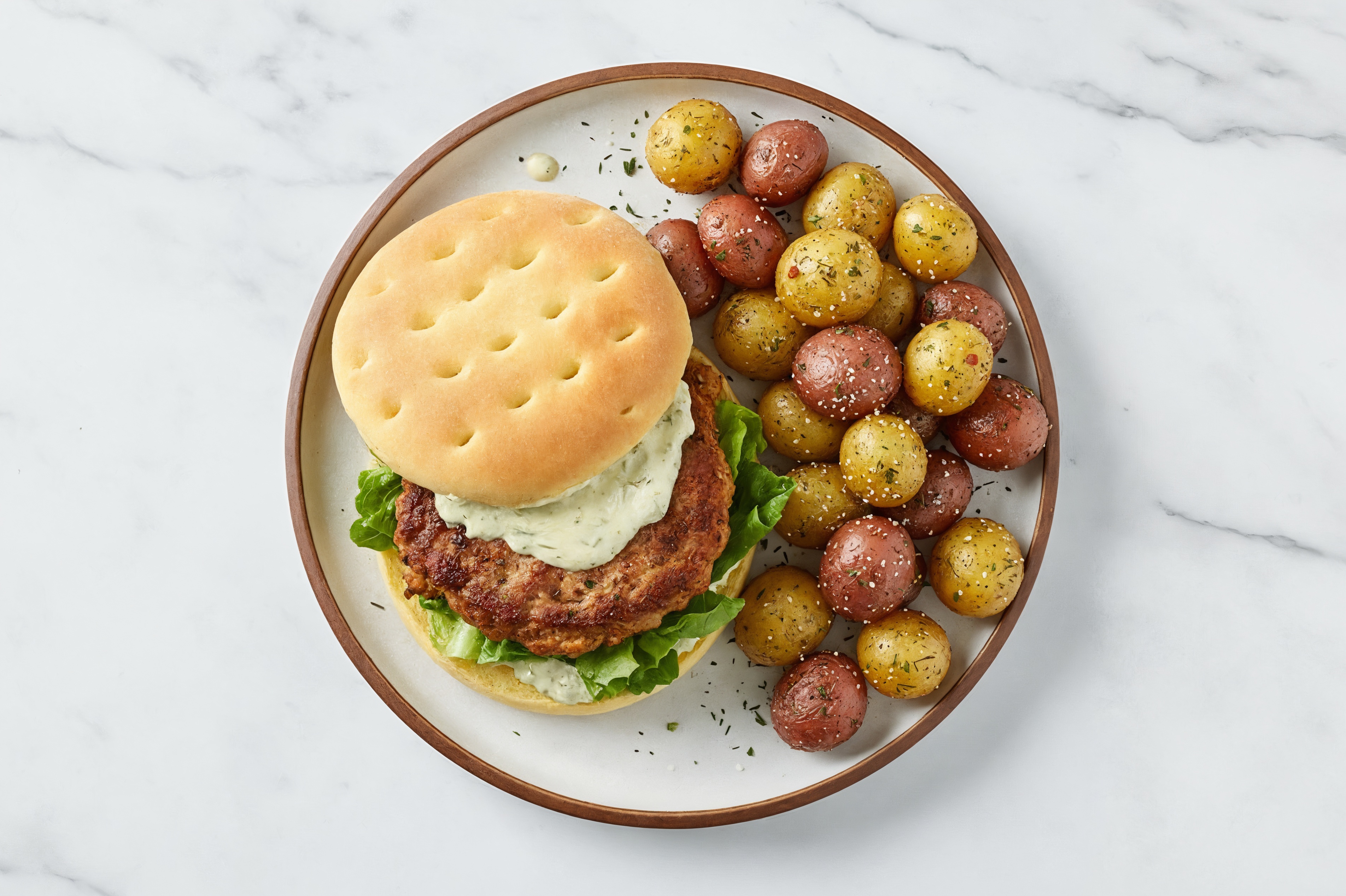 Dill Turkey Burgers + Roasted Ranch Potatoes