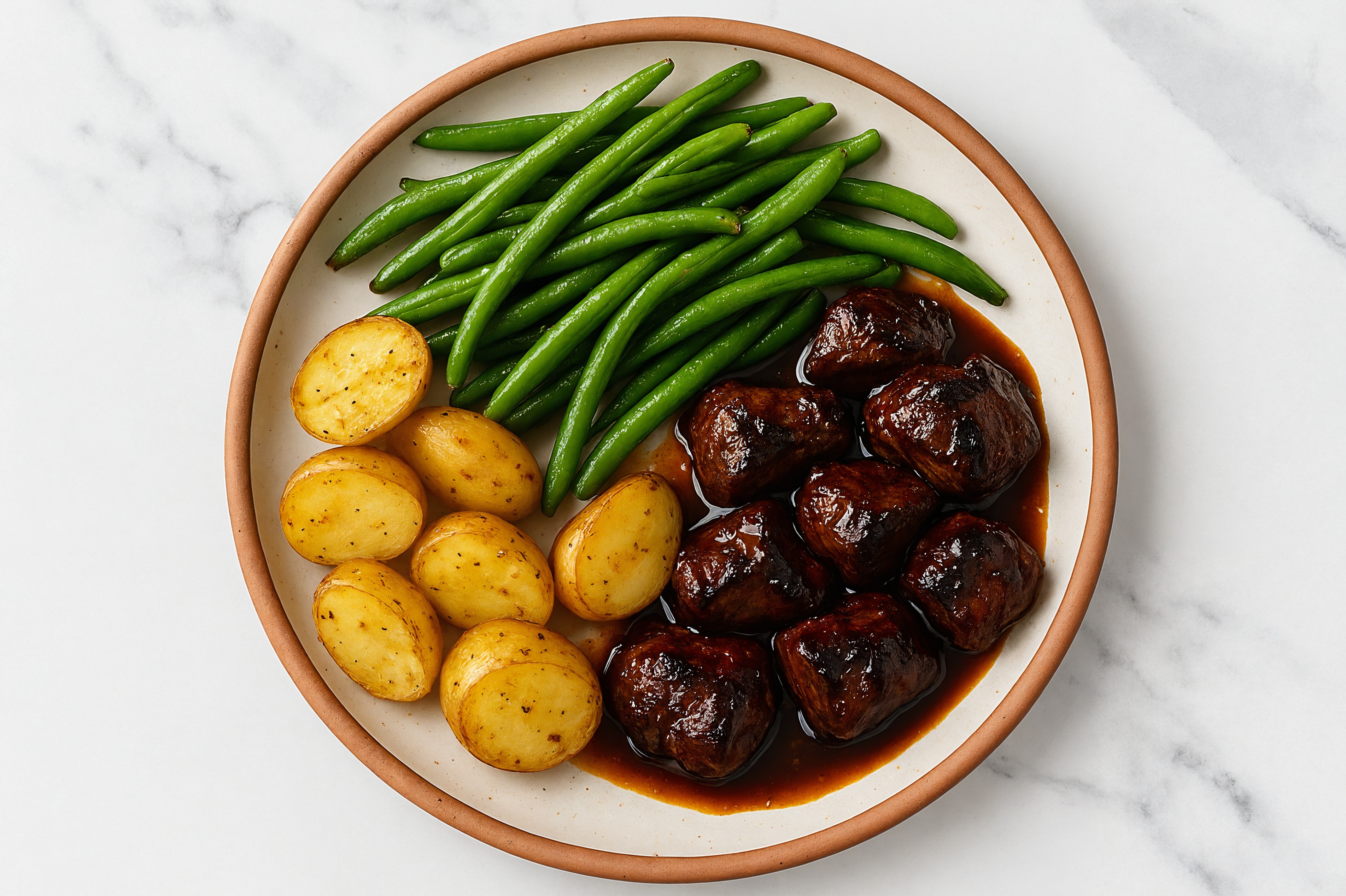 Teriyaki Seared Lamb with Organic Potatoes & Green Beans
