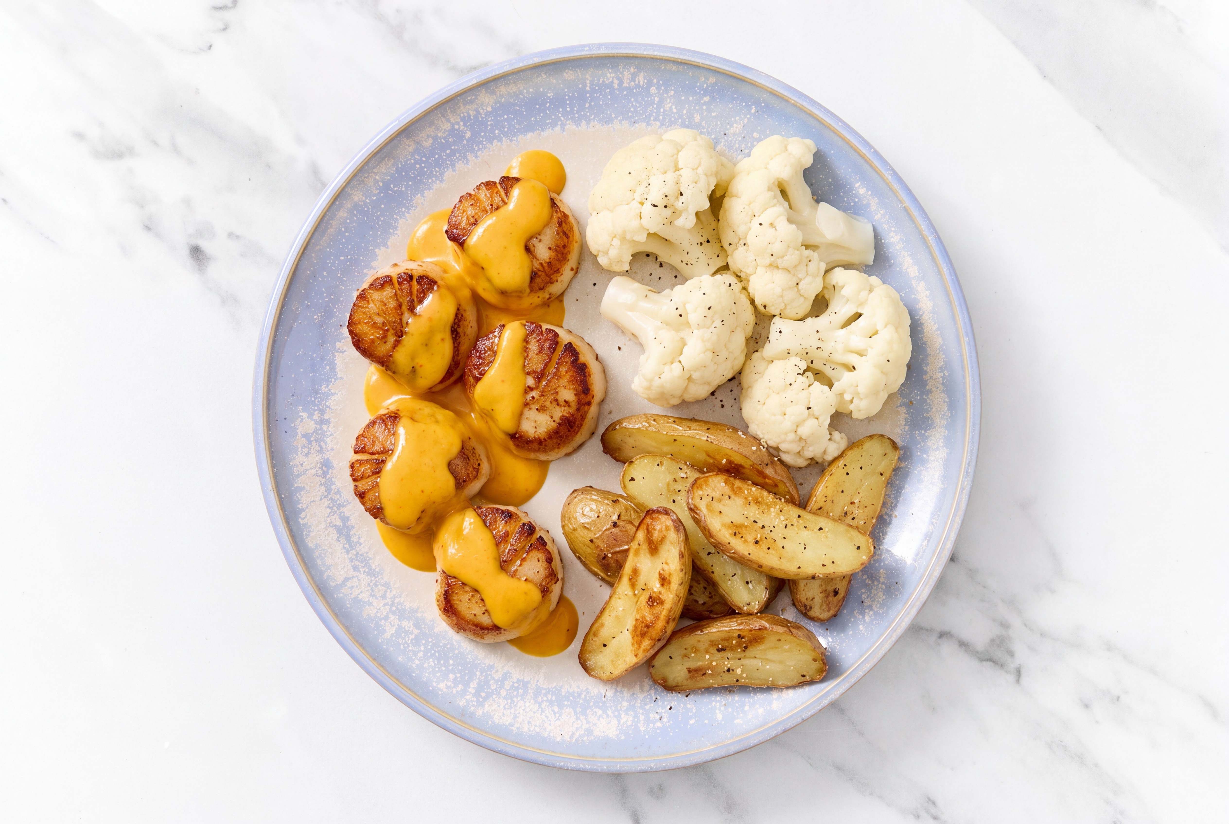 Super Special Jumbo Scallops with Fingerling Potatoes & Cauliflower