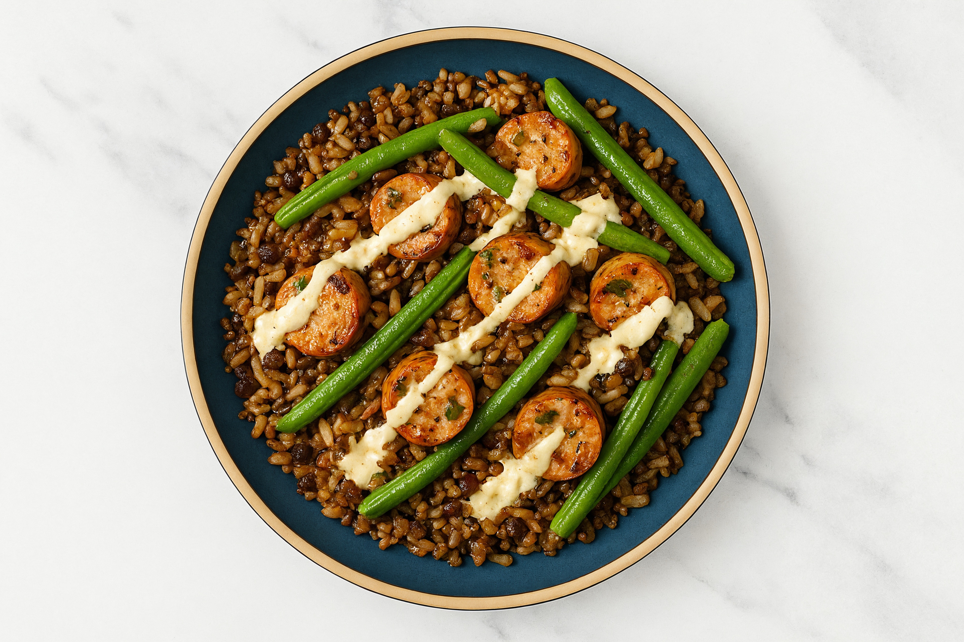 Garlicky Italian Chicken Sausage + Organic Green Bean Bowl