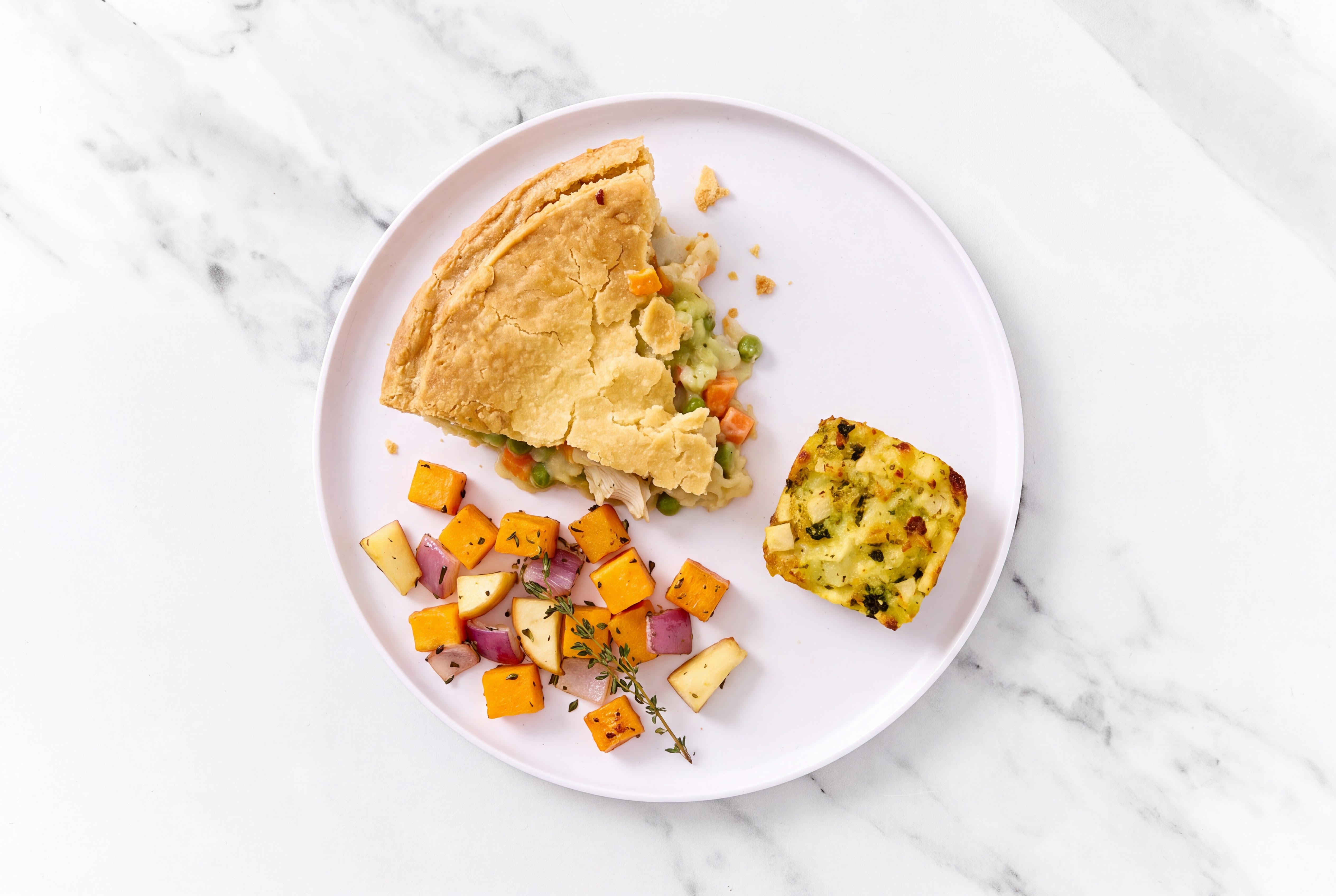 Chicken Pot Pie with Roasting Veggies & Potato Bake