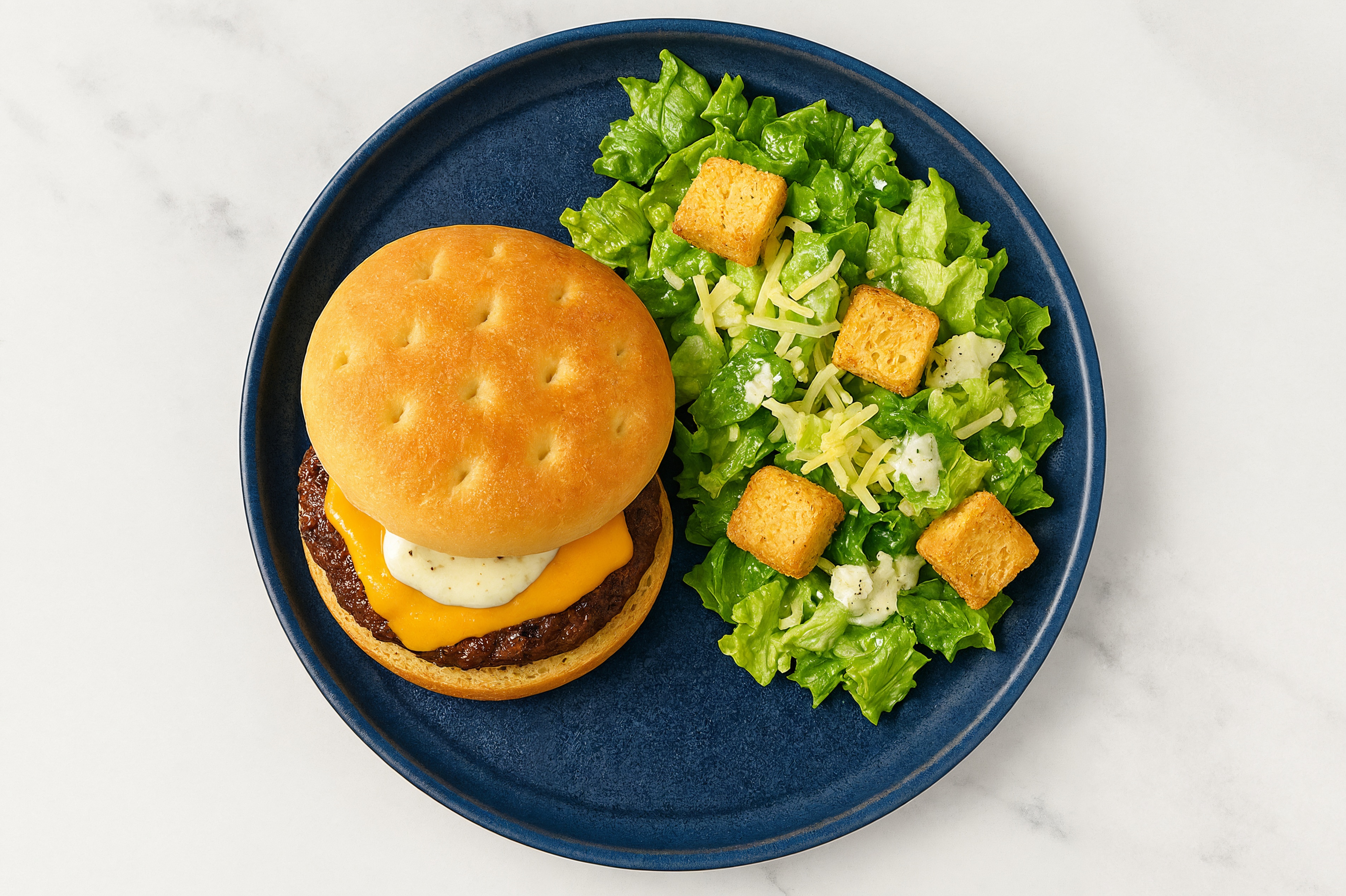 Ranch Cheddar Burger + Caesar Salad with Wagyu Beef Patties