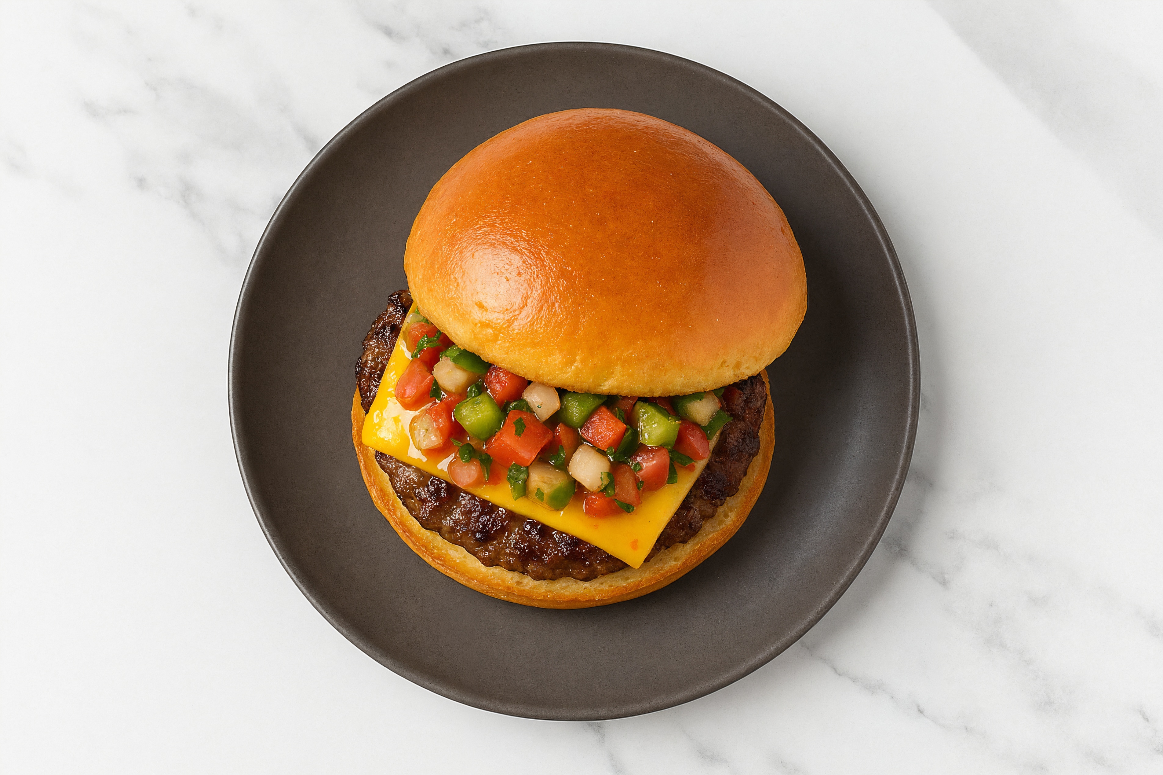 Bison Burger on Brioche with Salsa & American