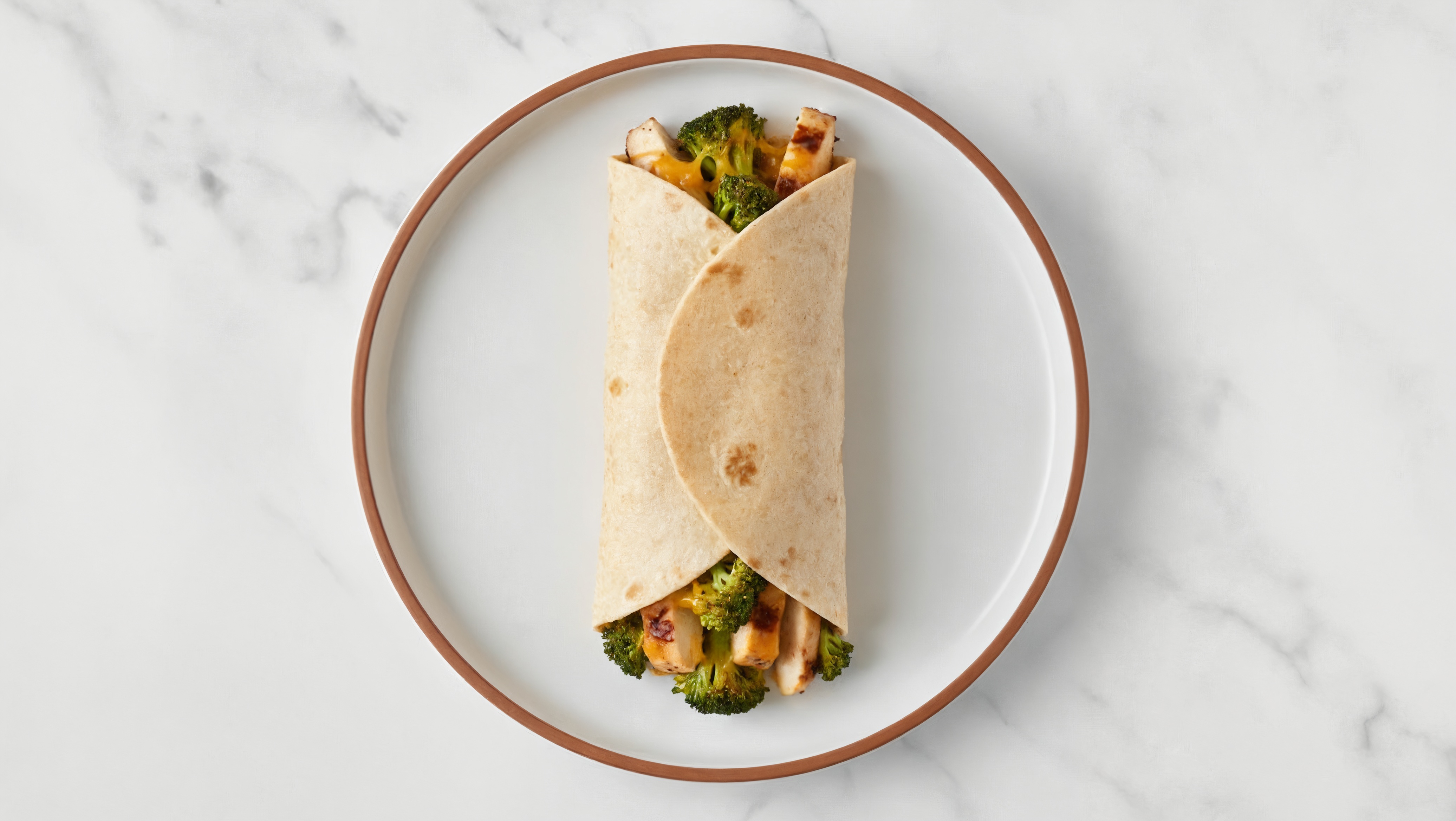 Cheesy Organic Broccoli Grilled Seasoned Chicken Breast Wrap