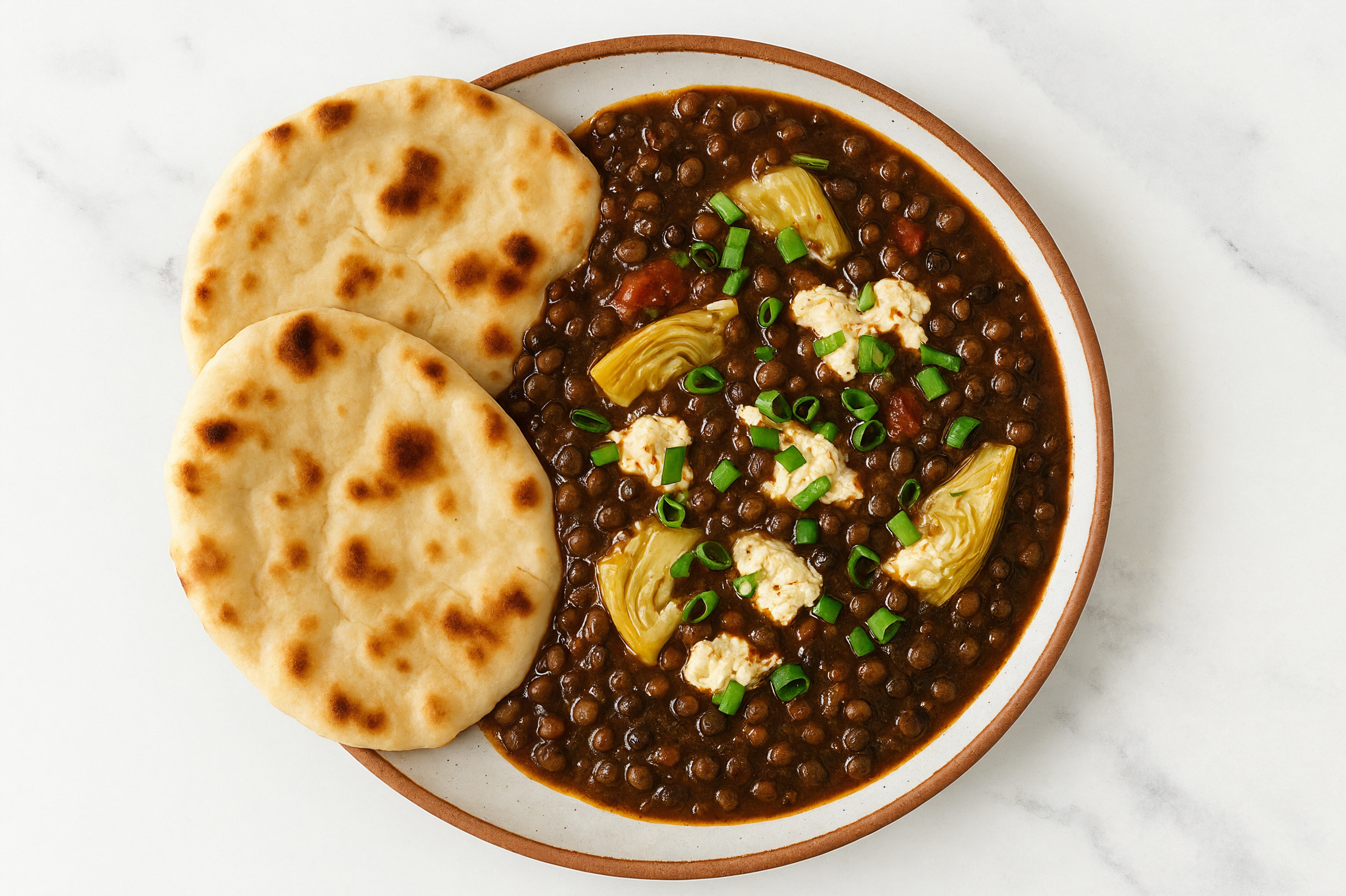 Warm Lentil "Ricotta" Dip + Naan Toasts