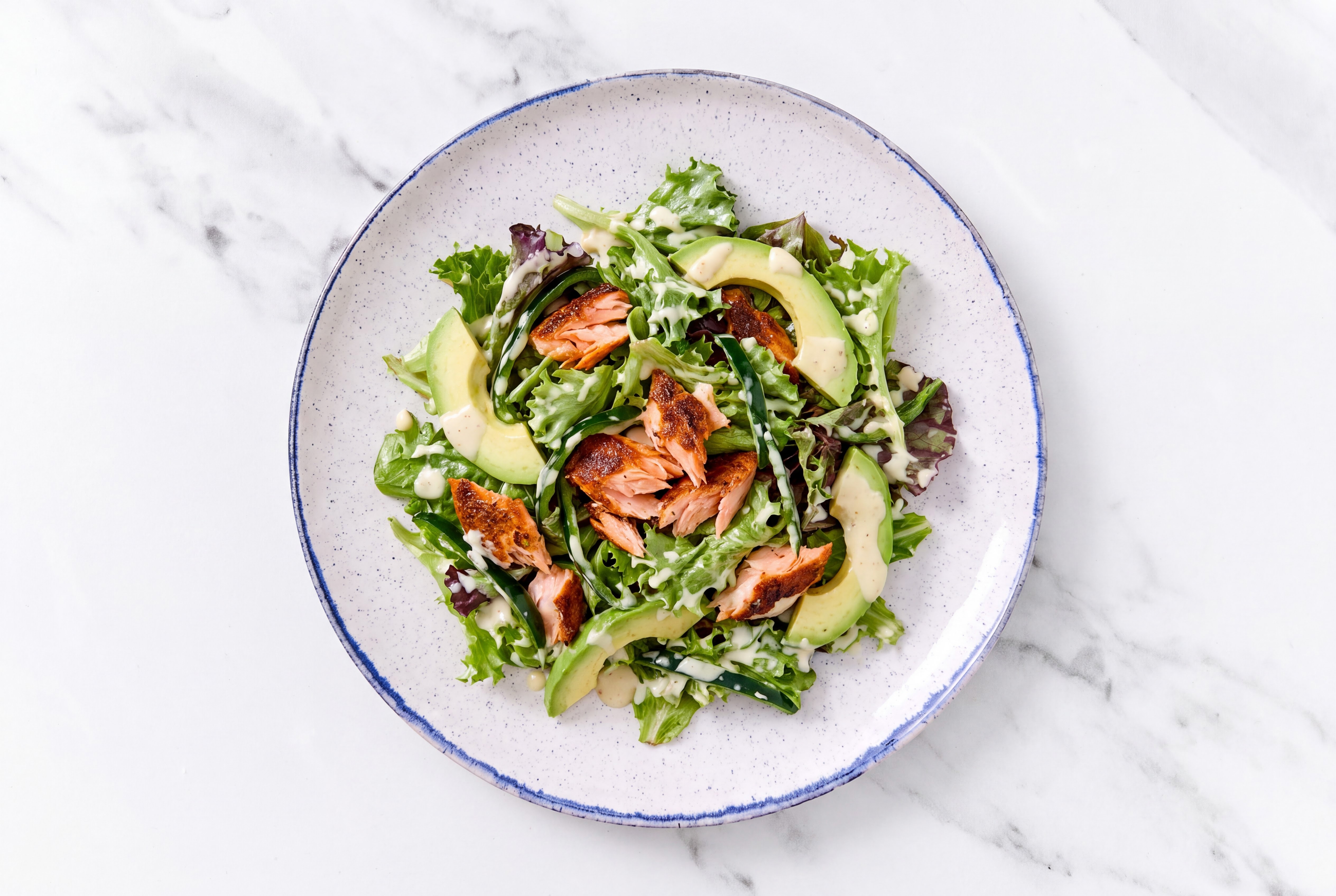 Blackened Salmon + Poblano Miso Caesar Salad