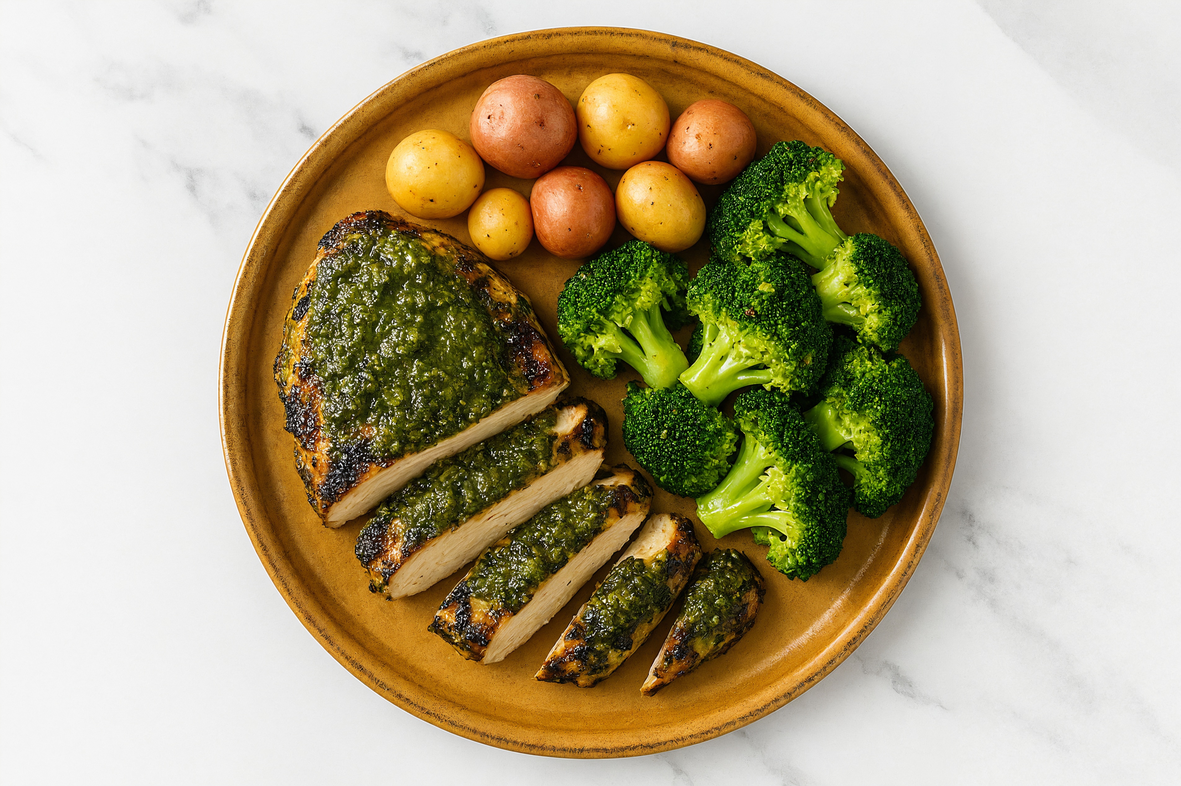 Herby Pesto Grilled Mediterranean Chicken Breast + Potato Plate