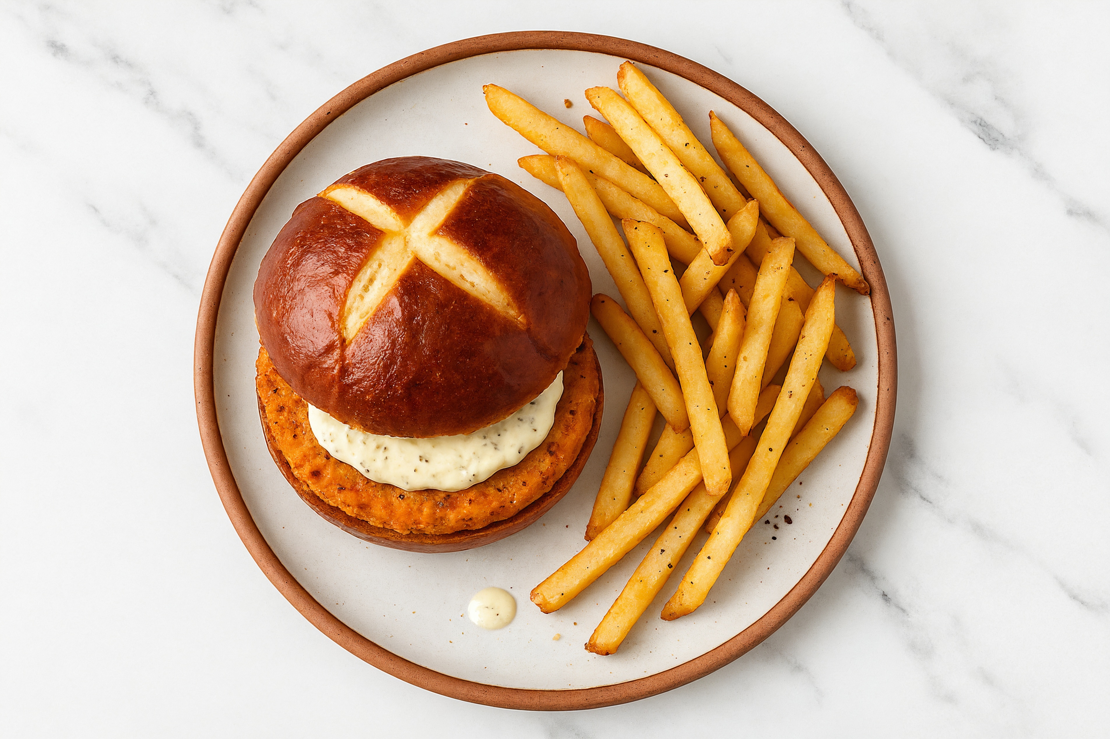 Veggie Sweet Potato Burger Patties + Fries with Dill Pickle Dip