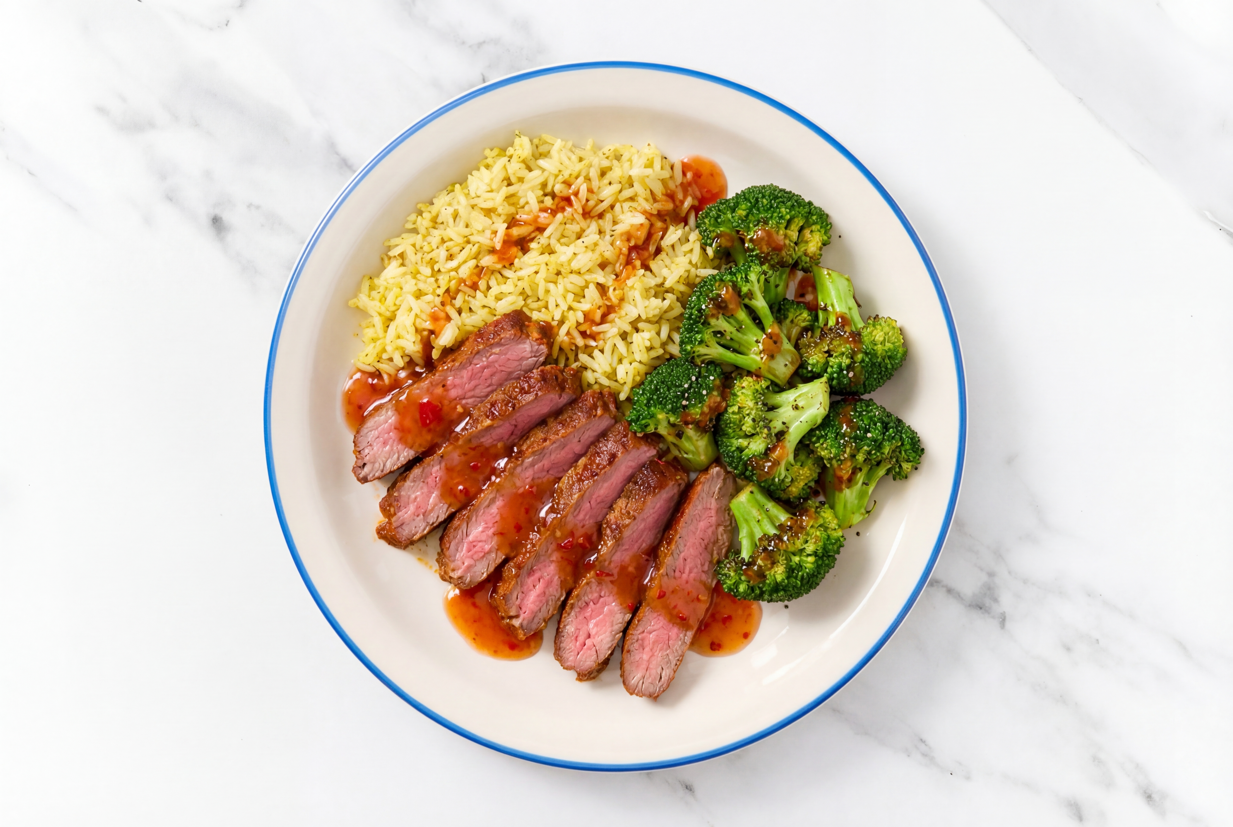 Sweet Chili Adobo Marinated Flank Steak Rice Bowl