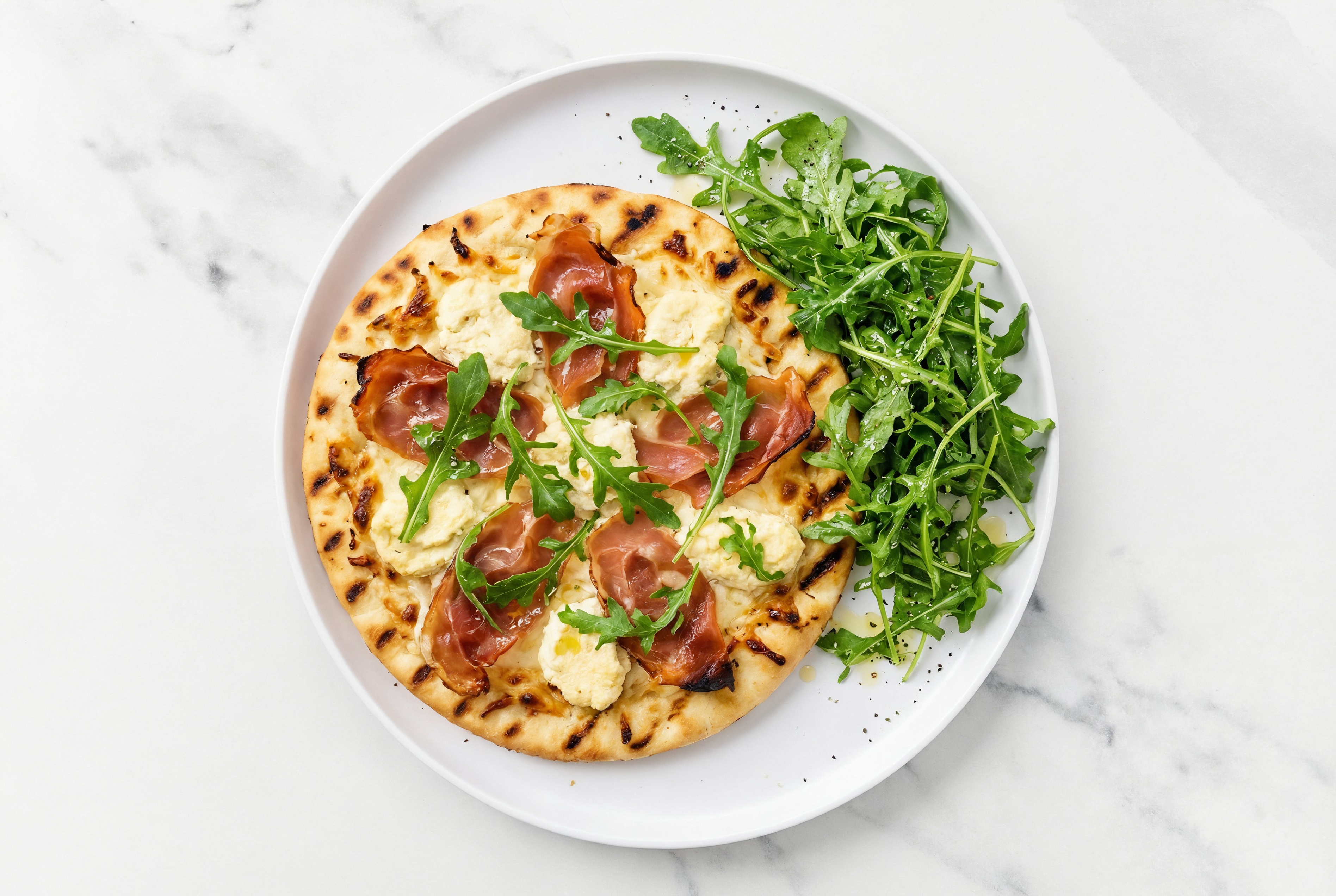 Grilled Prosciutto + "Ricotta" Gluten-Free Pizza Crusts