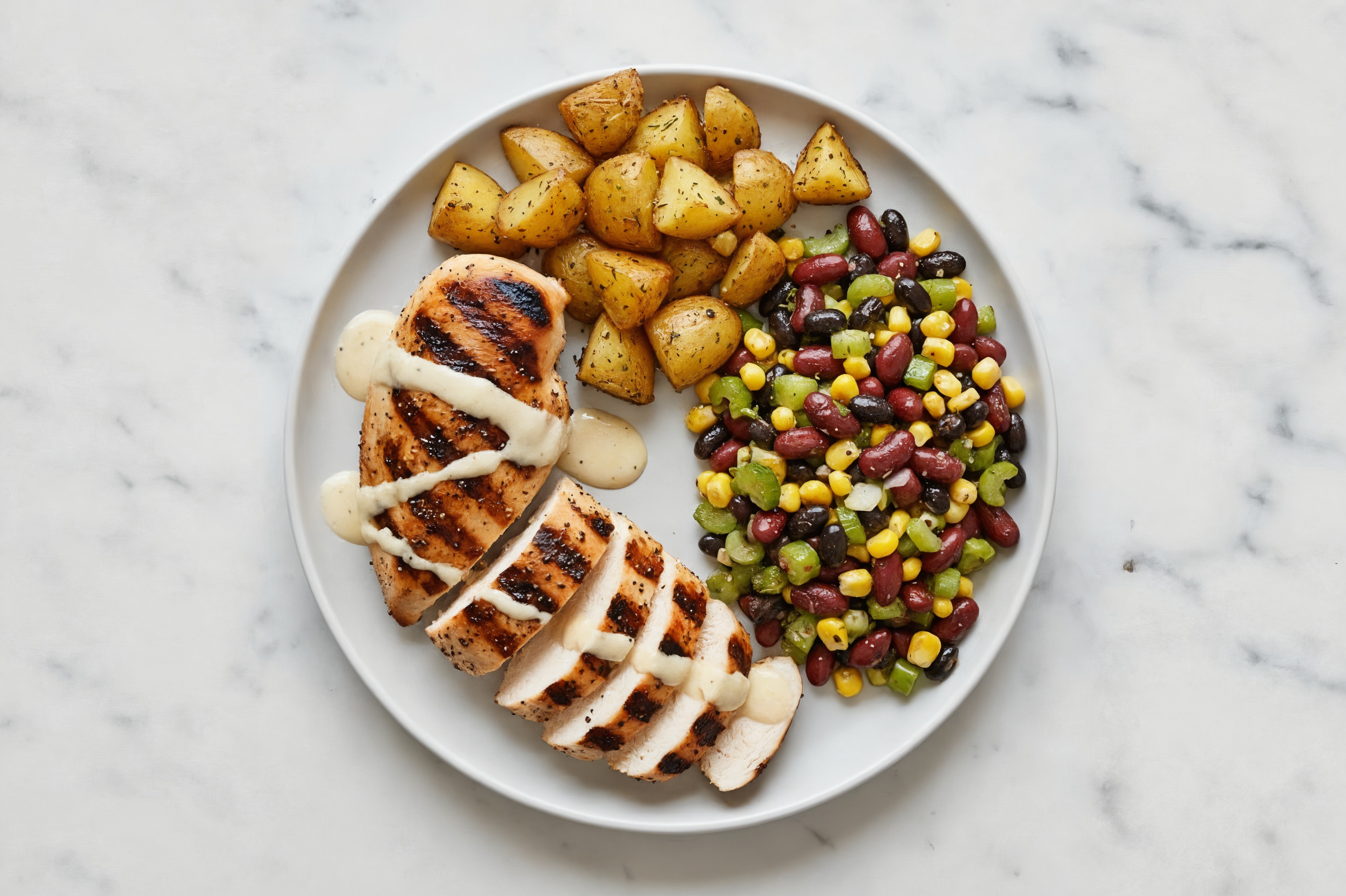 Creamy Asiago Seasoned Grilled Chicken Breast + Bean Salad Bowl