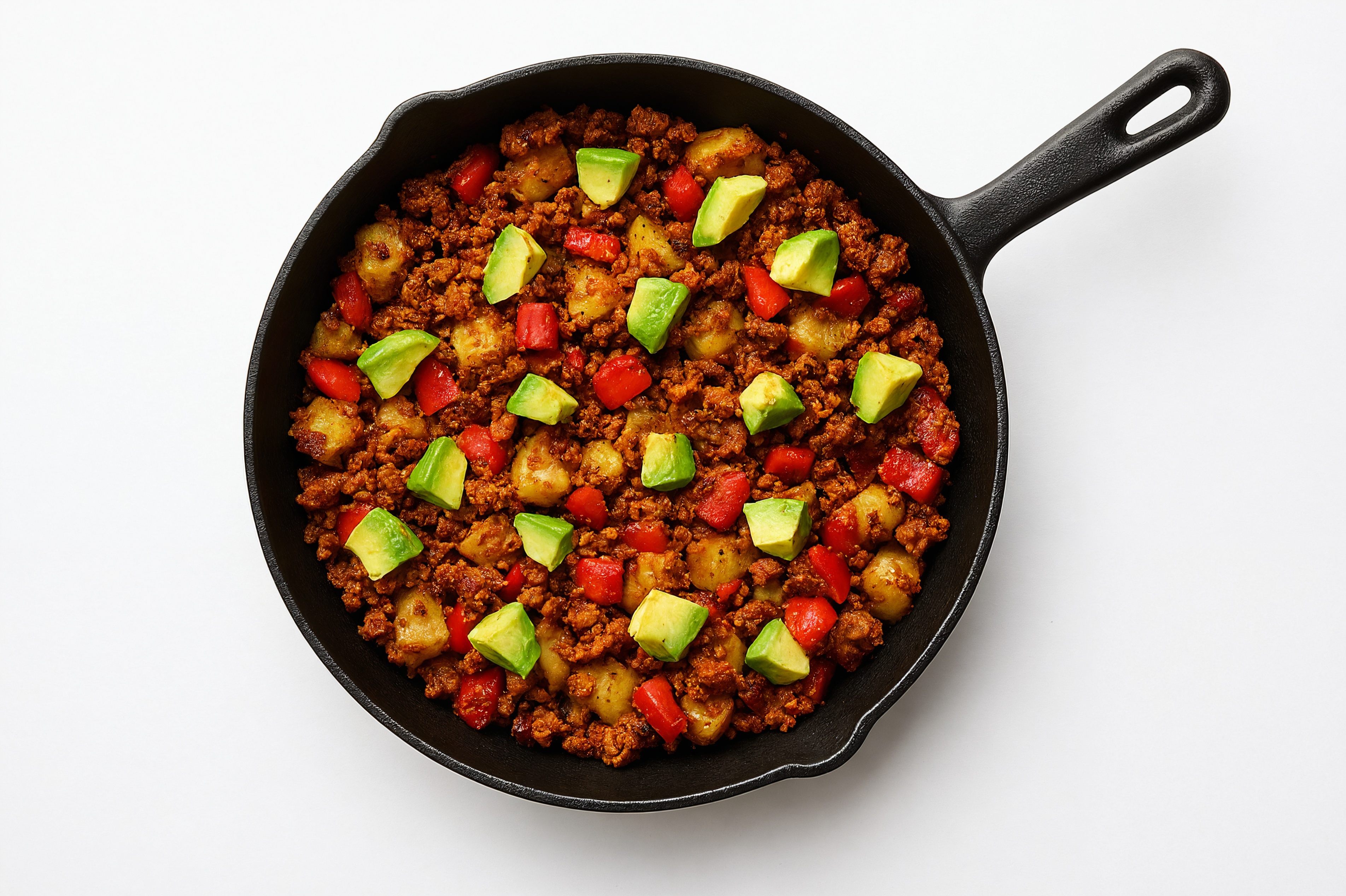 Avocado 'Chorizo' Skillet Hash with Red Bell Pepper