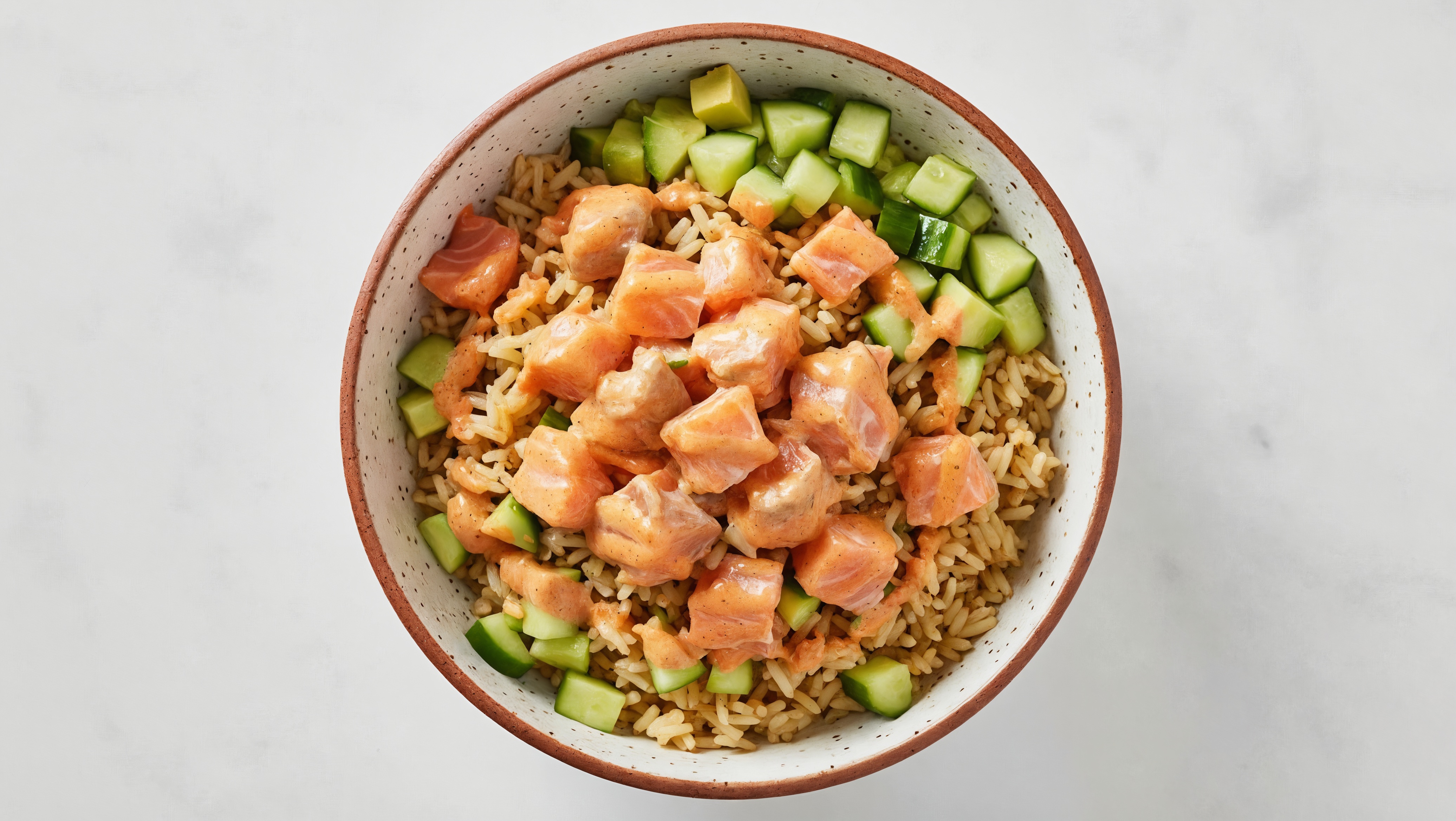 Spicy Salmon Poke Bowl with Sriracha Hot Sauce