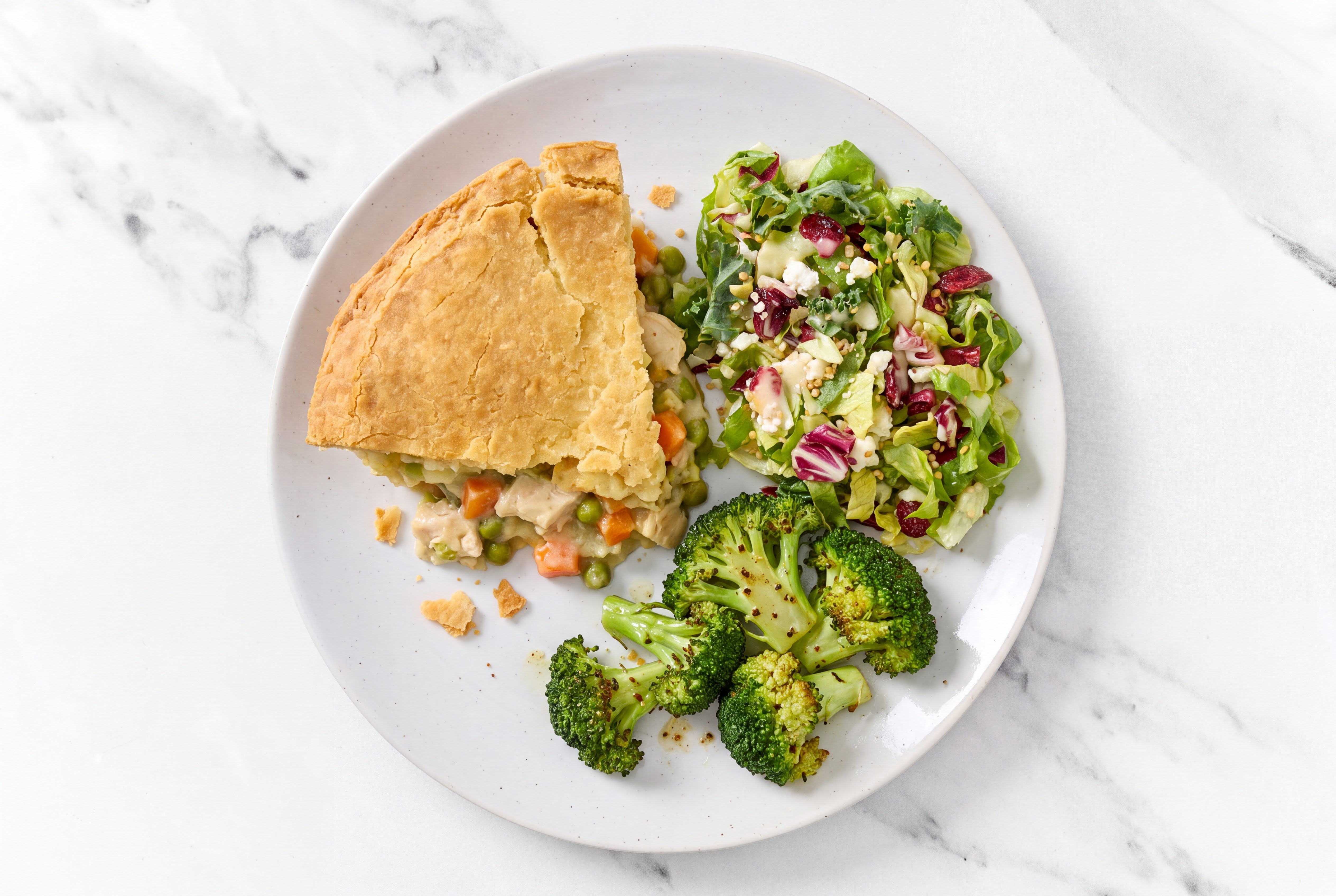 Chicken Pot Pie with Broccoli & Honey Citrus Salad