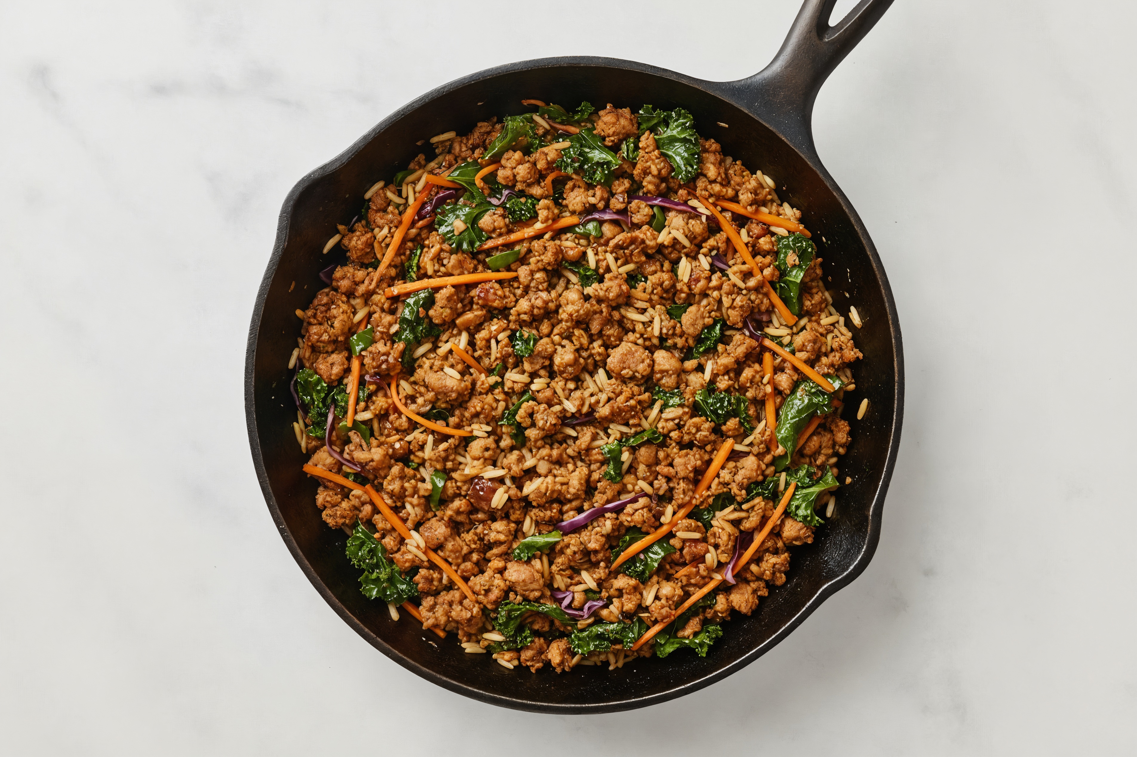Teriyaki Rainbow Veggie + Ground Turkey Stir-Fry with Long Grain White Rice