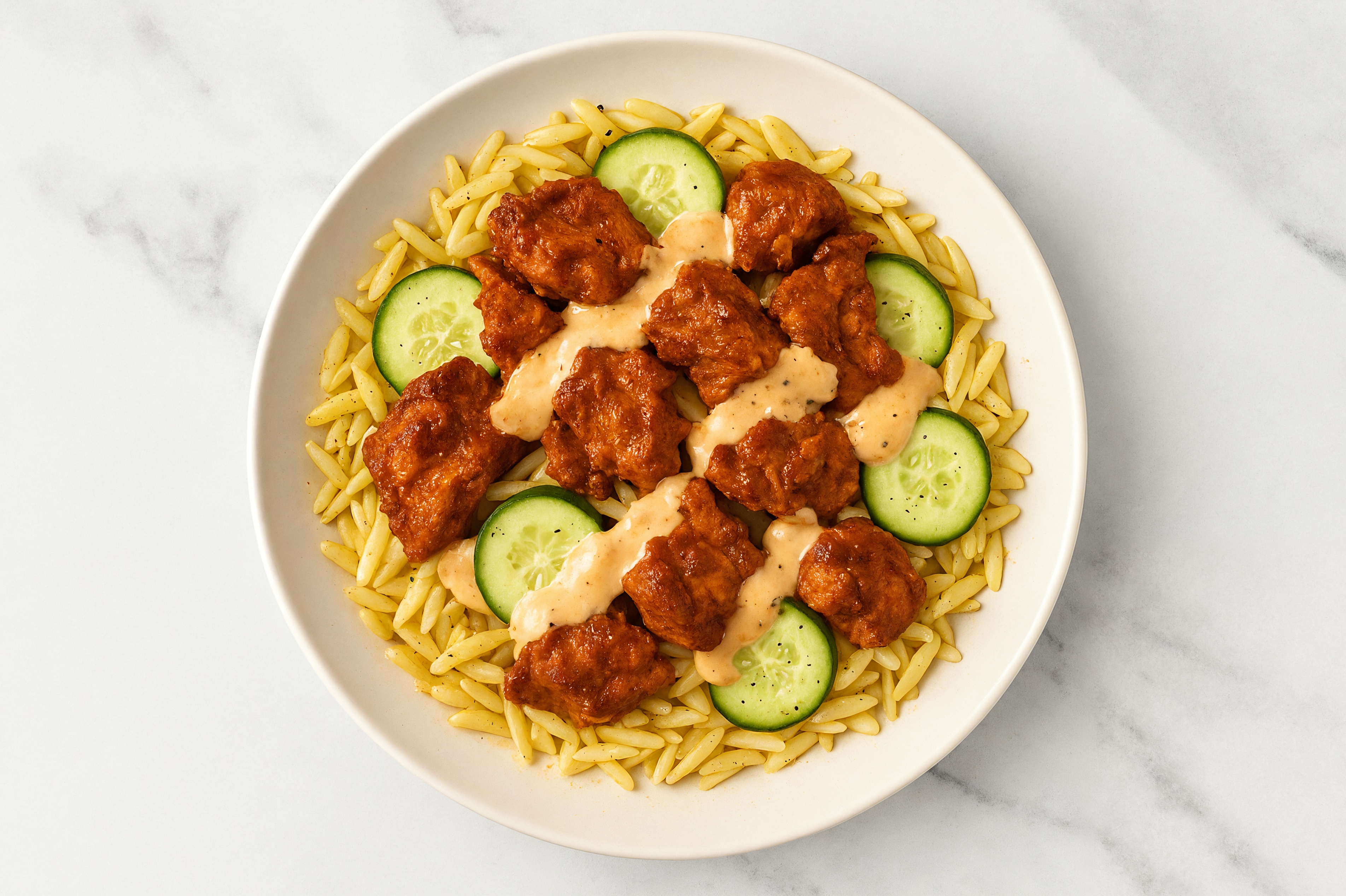 Tandoori Chicken + Orzo Buffalo Ranch Bowl