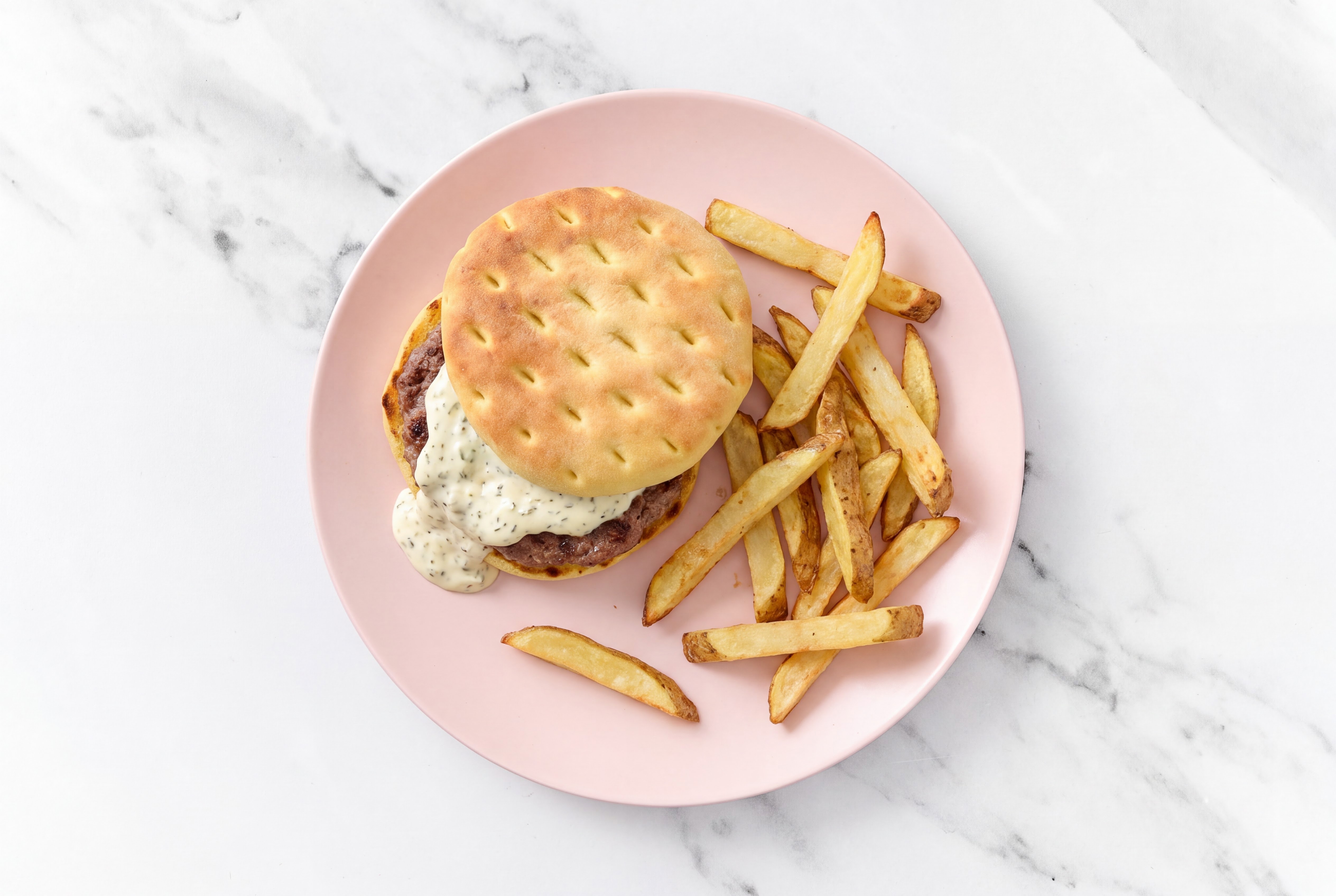 Classic Burger + Fries with Dill Pickle Dip