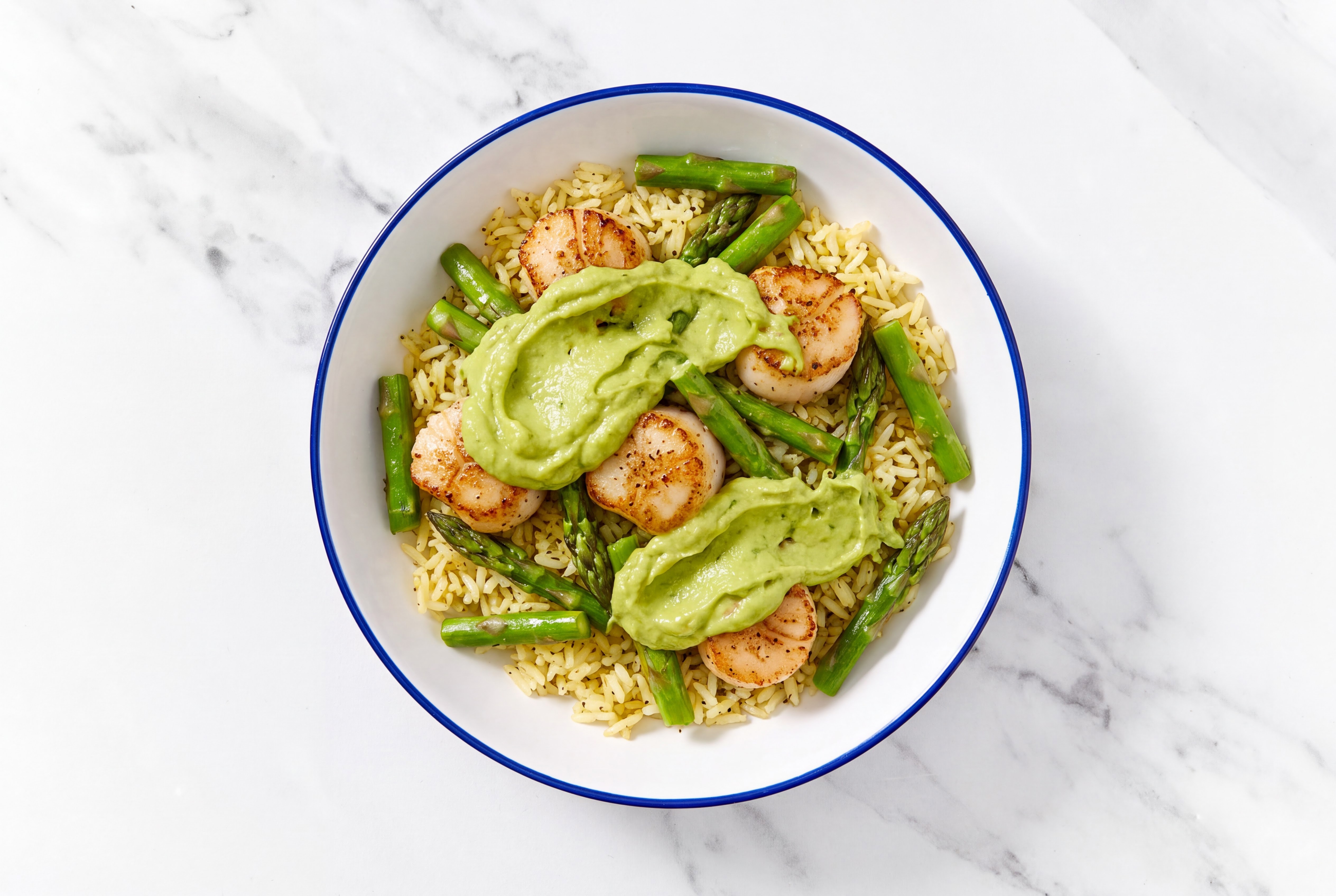 Scallop & Asparagus Grain Bowl with Avocado