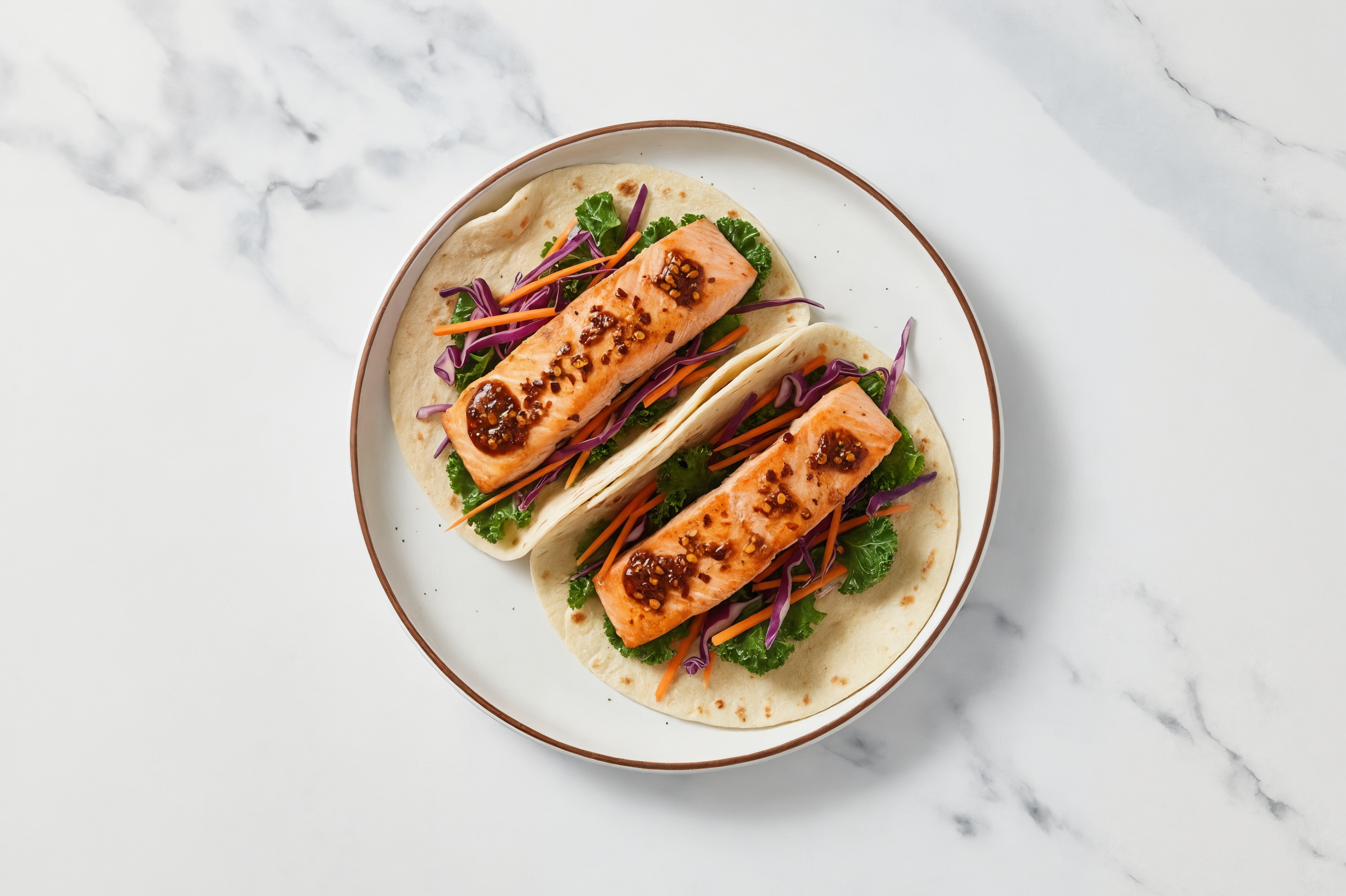 Chili Crisp Lime Salmon Tacos with Sautéed Kale Mix