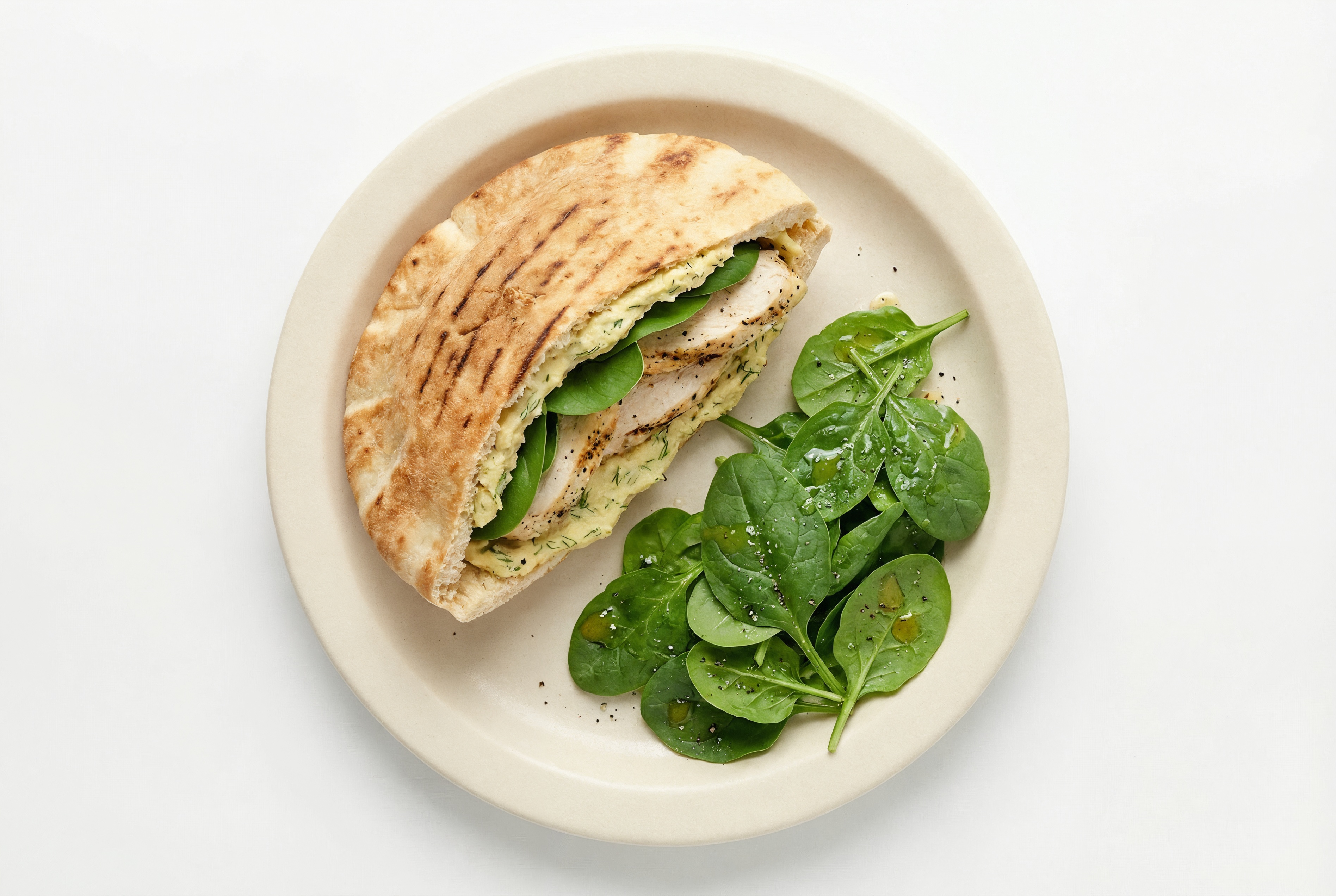 Mediterranean Seasoned Grilled Chicken Breast Traditional Pita Sandwich