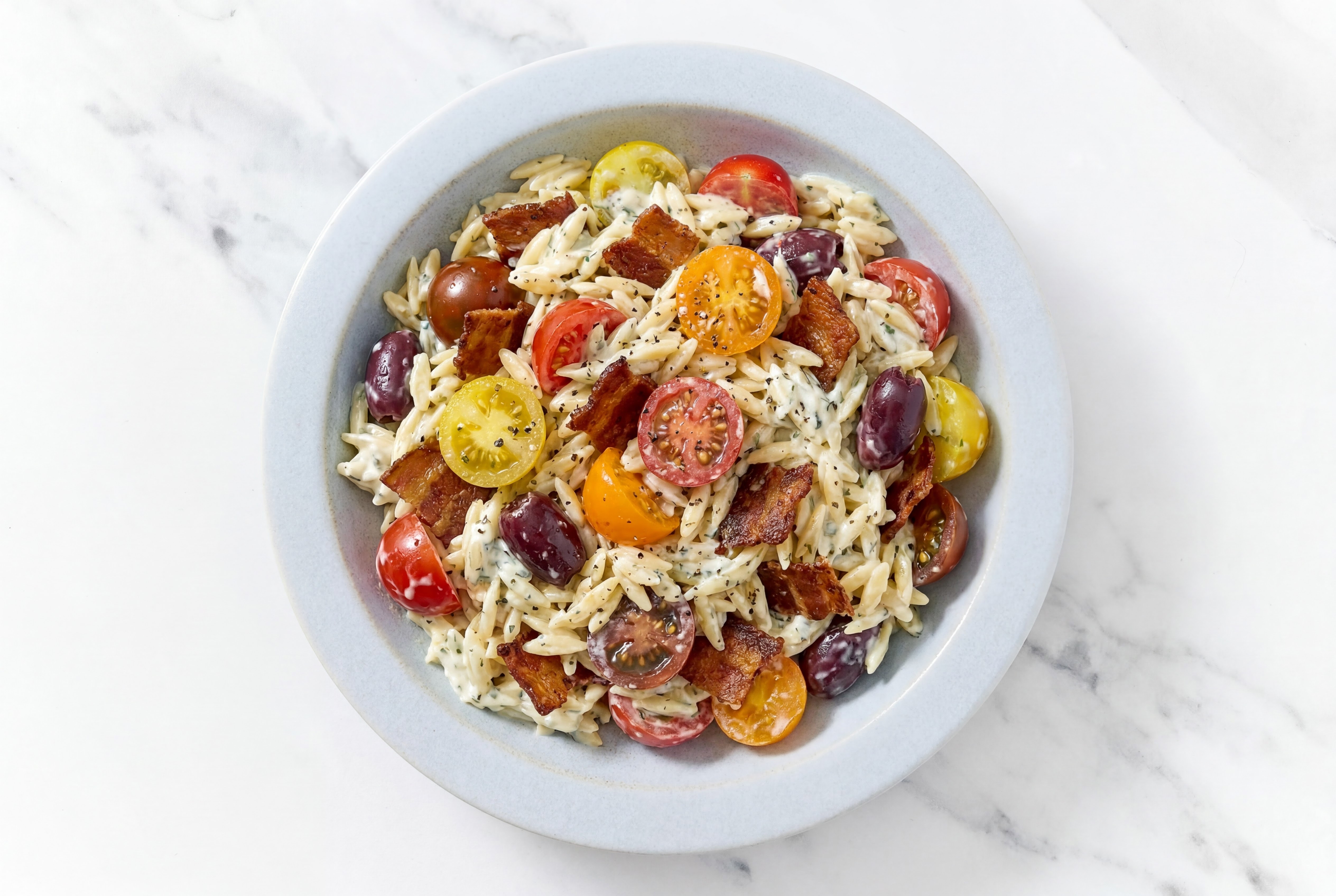 Herby Tzatziki MyBacon Orzo Pasta Salad