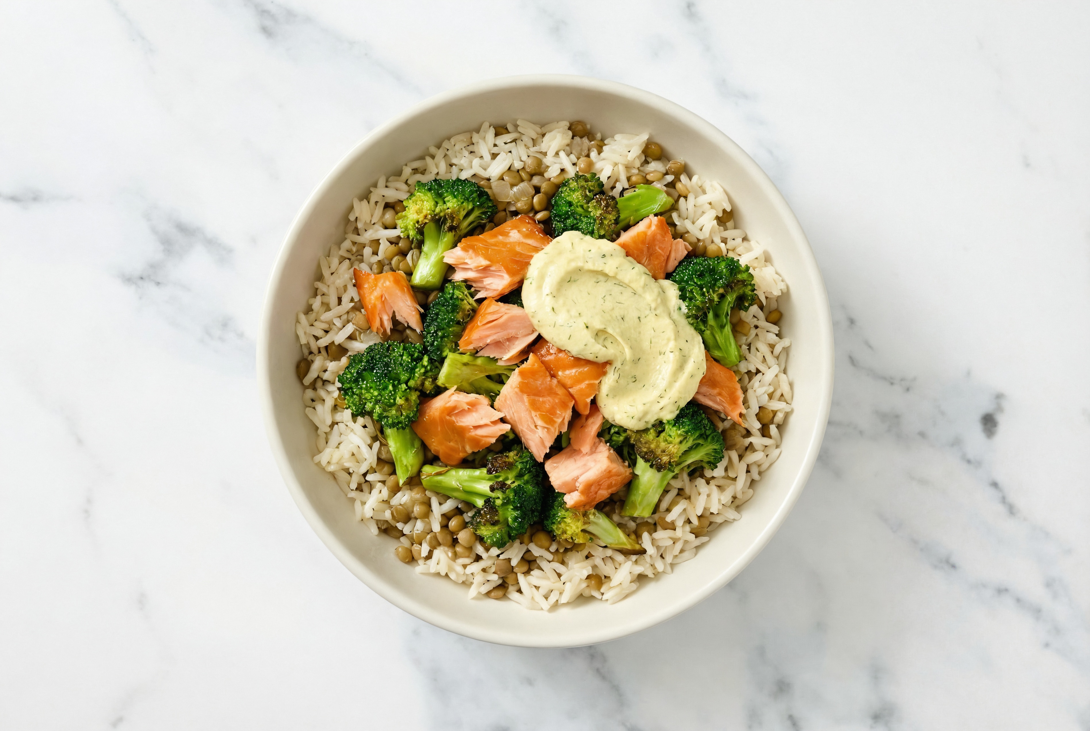 Lemon Dill Smoked Salmon Bowl with Lentilicious Rice