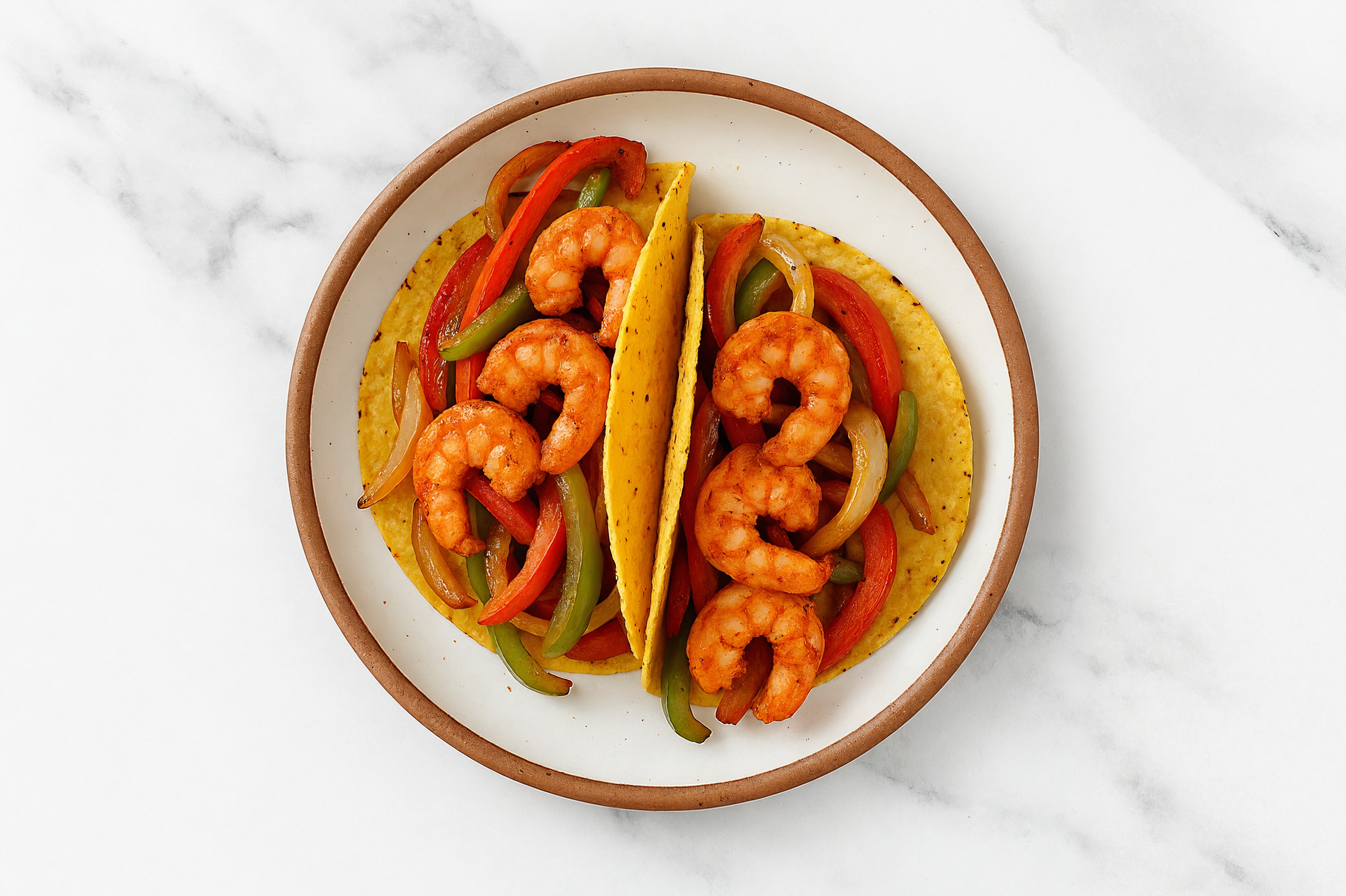 Hearty  Shrimp + Pepper Tacos