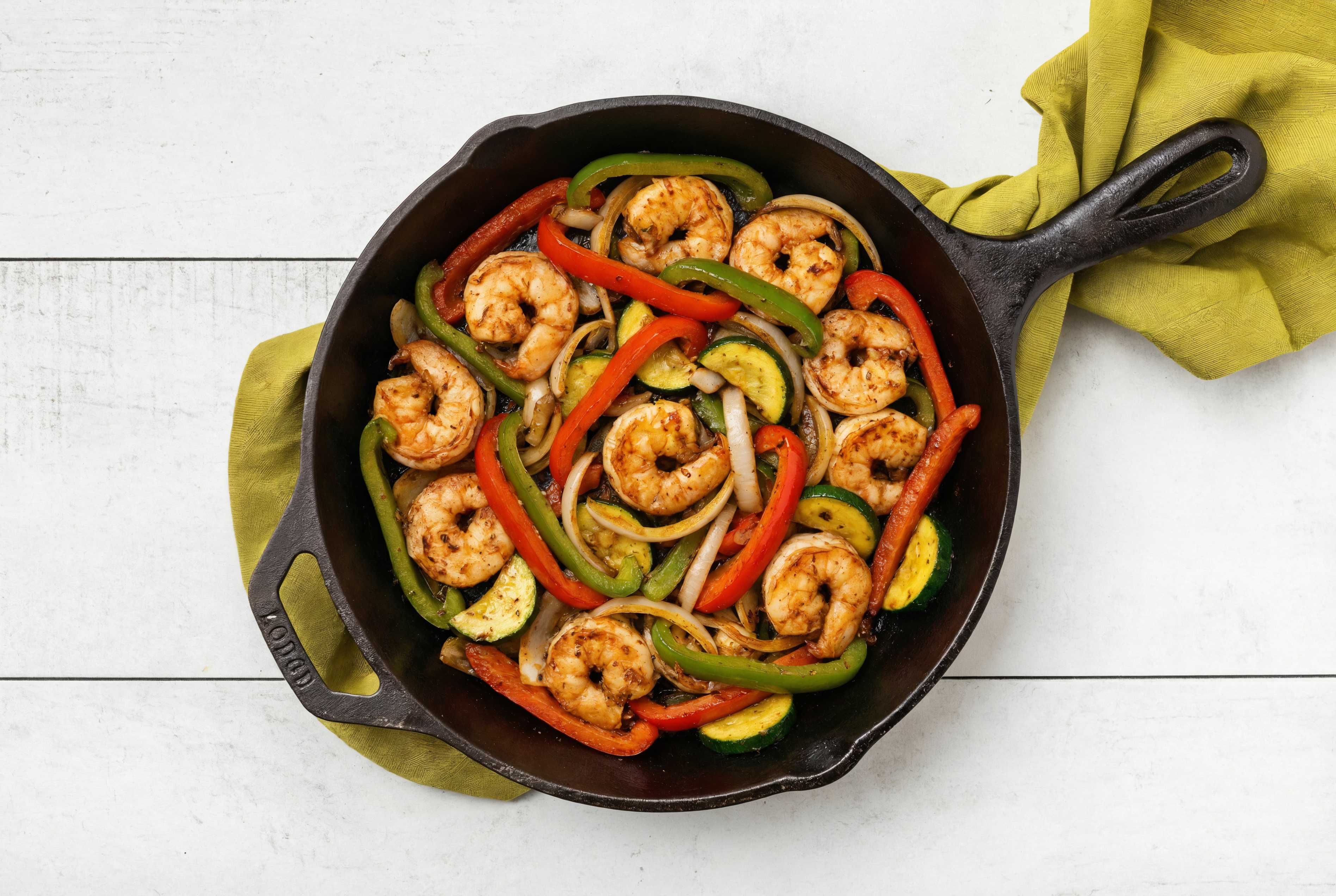 Blackened Jumbo Shrimp + Veggie Skillet