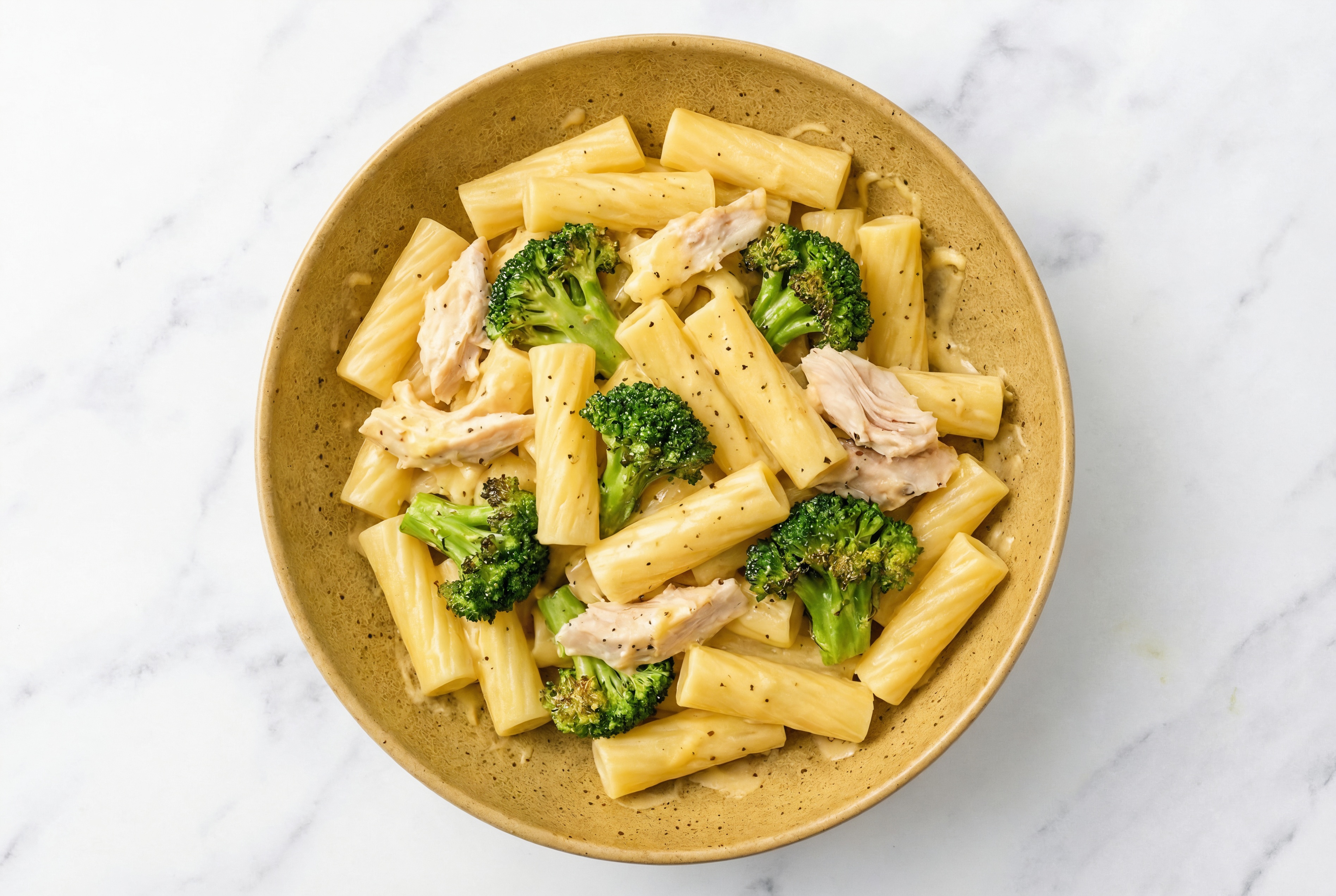 Creamy Broccoli Bunches Cheddar Rigatoni Pasta with Chicken