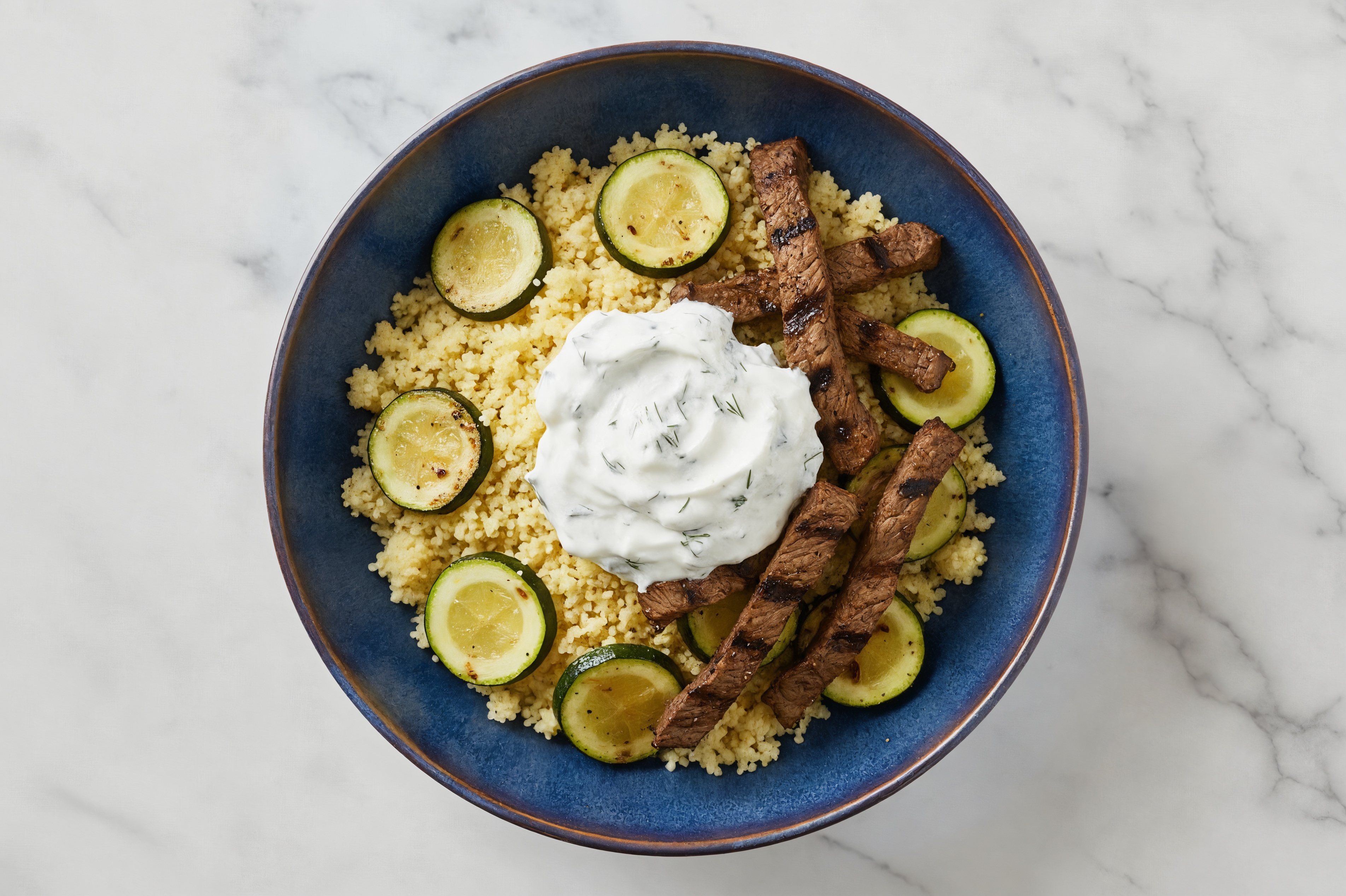 Barbacoa Beef over Couscous with Tzatziki