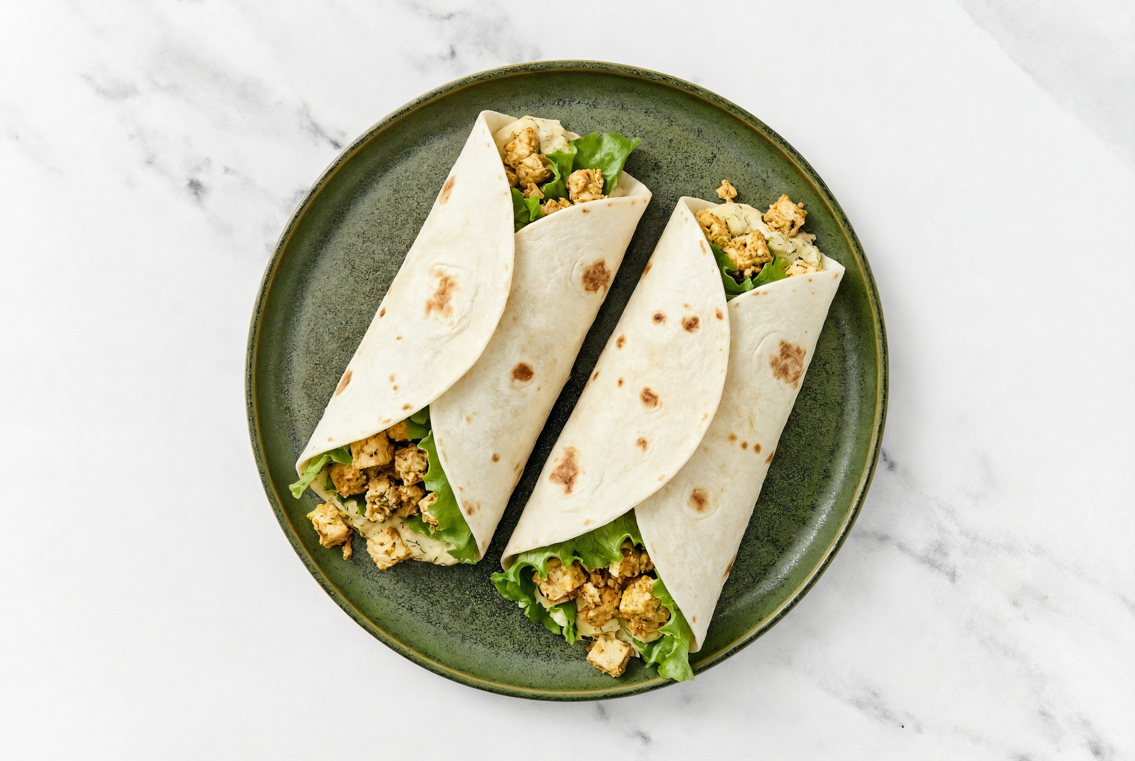Spiced Tofu + Hummus Lettuce Wrap