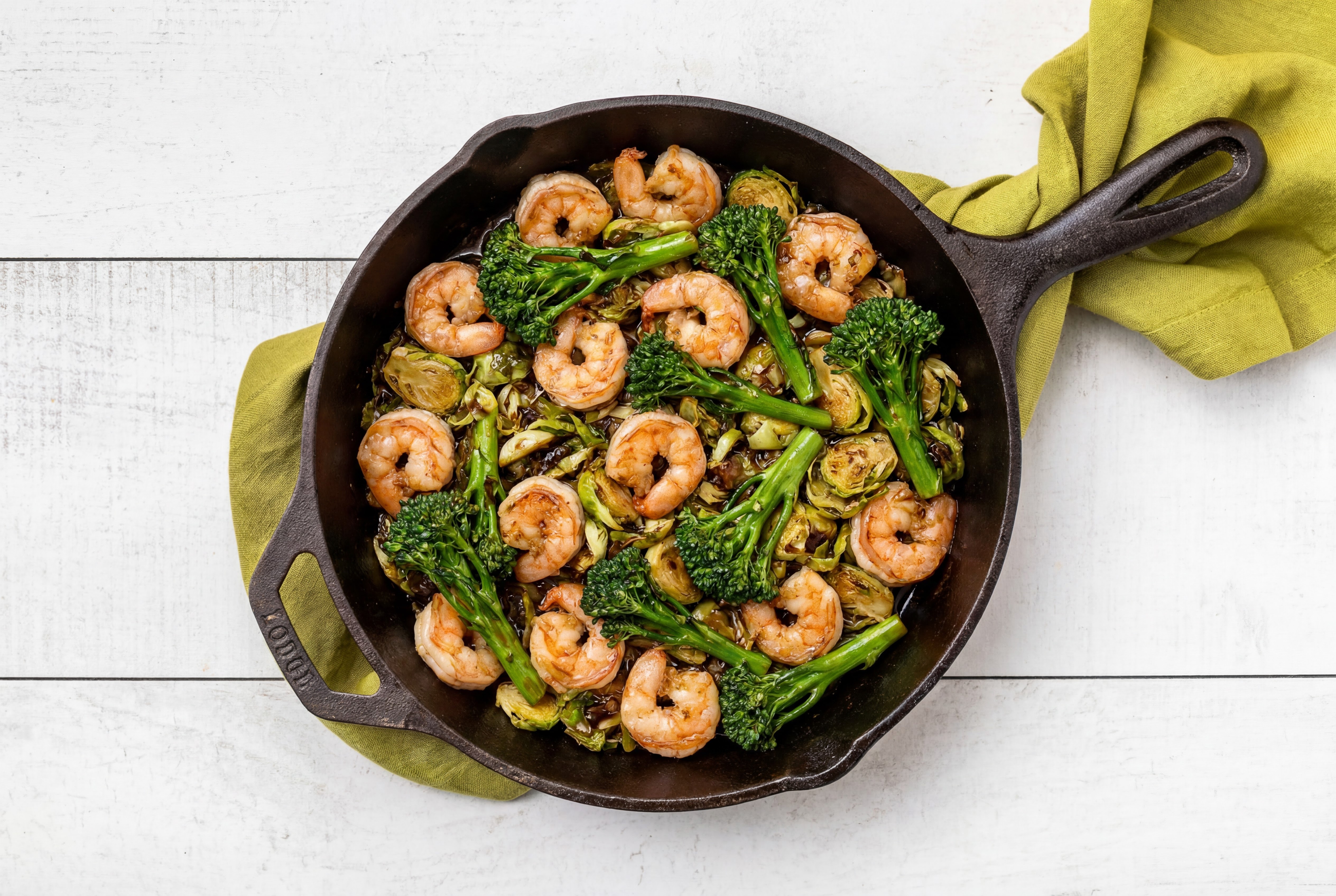 Japanese BBQ Shrimp Stir-Fry with Broccoli & Brussels