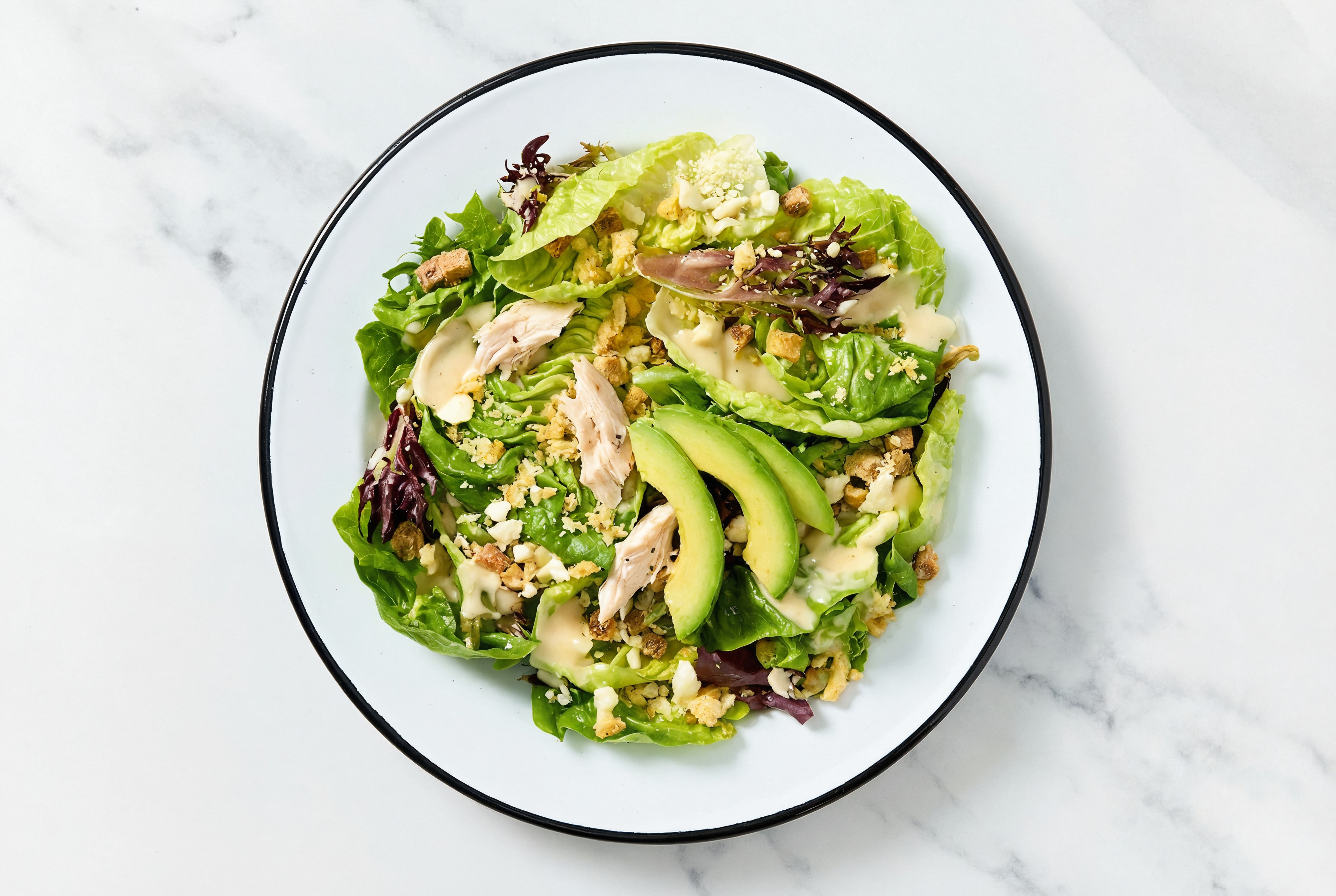 Salt + Pepper Chicken + Avocado Little Gem Salad