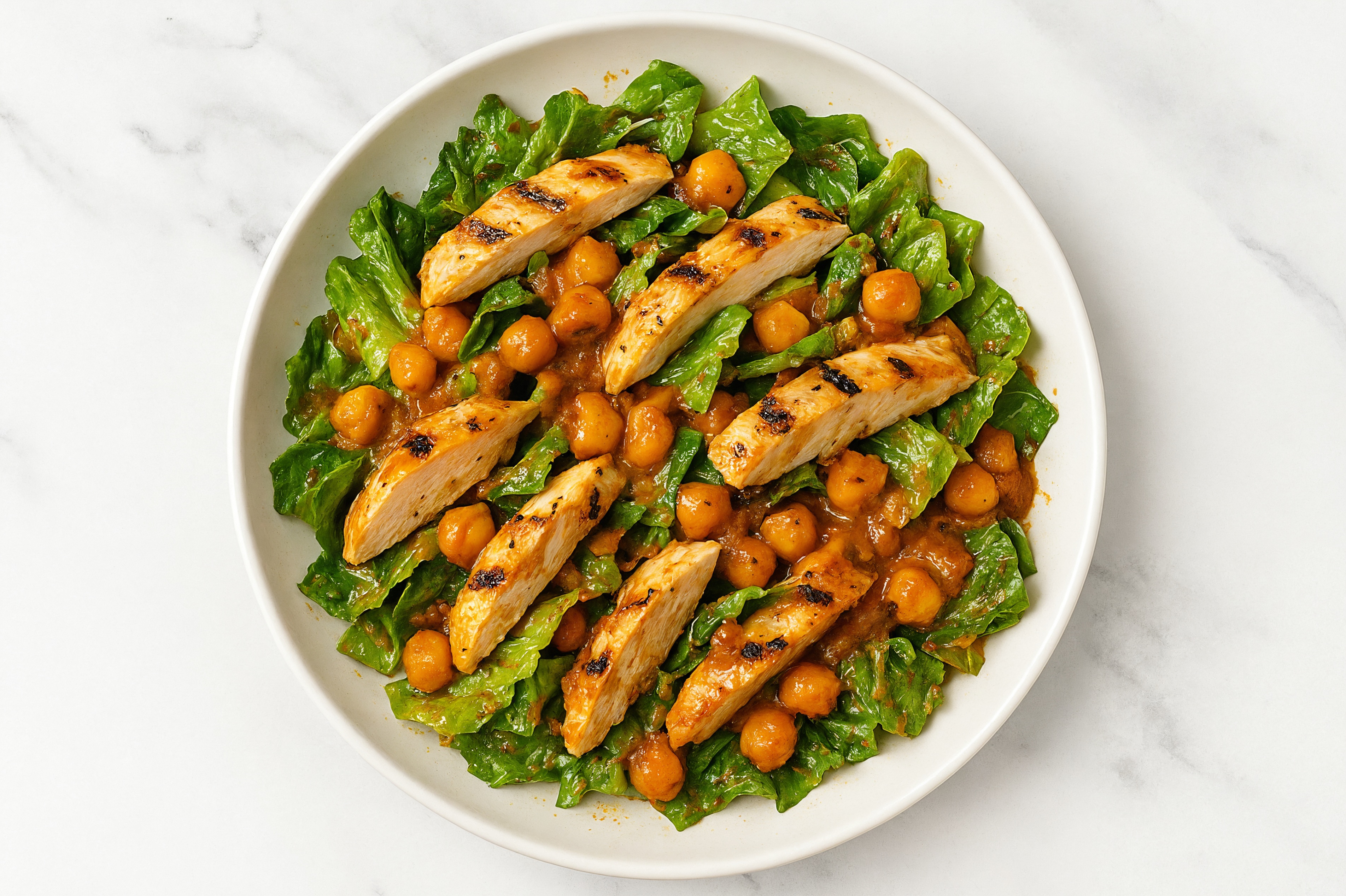 Tikka Masala Chickpeas + Chicken Salad