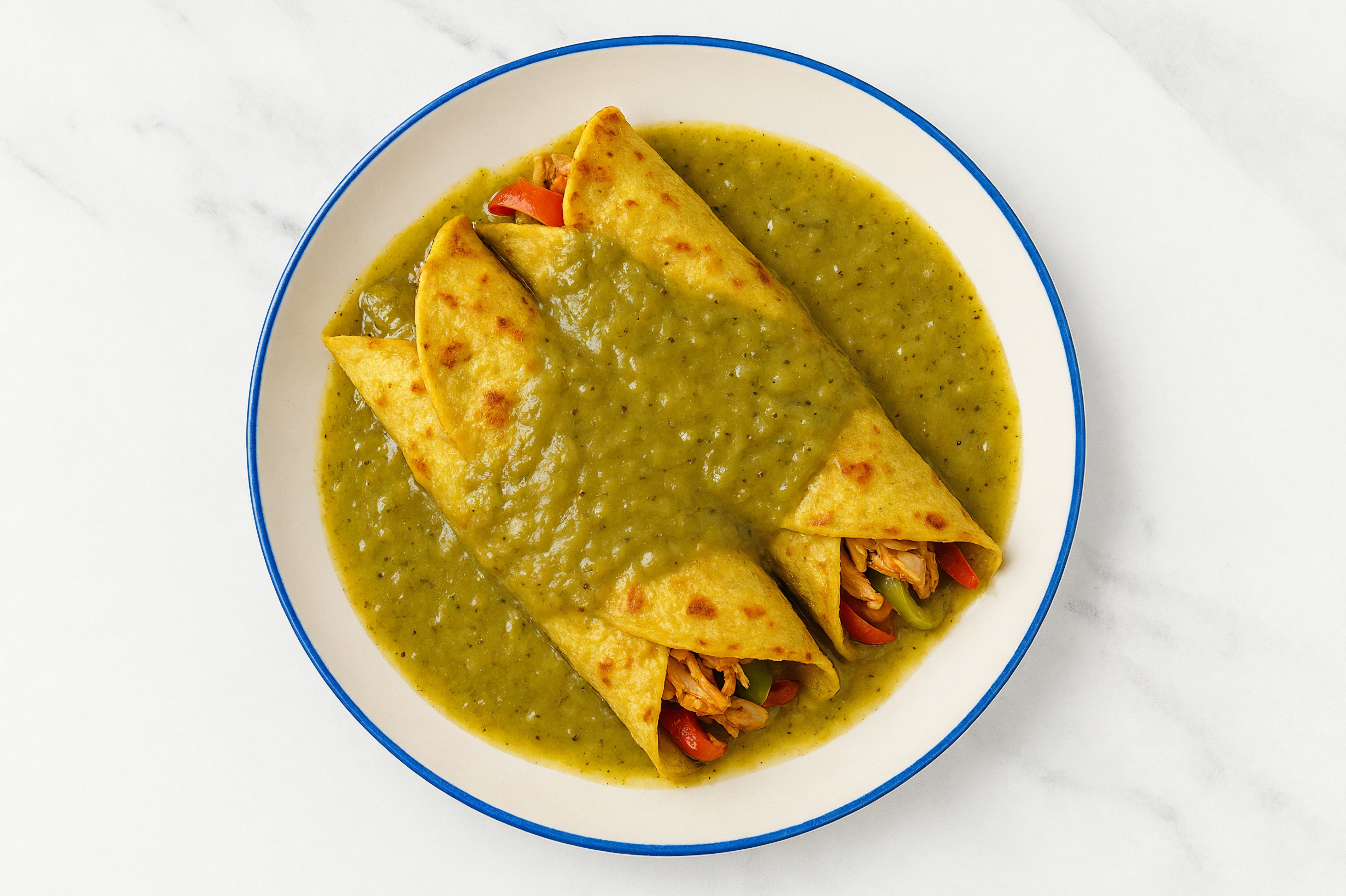 Green Chile Chicken + Veggie Enchiladas with Spinach Tortilla