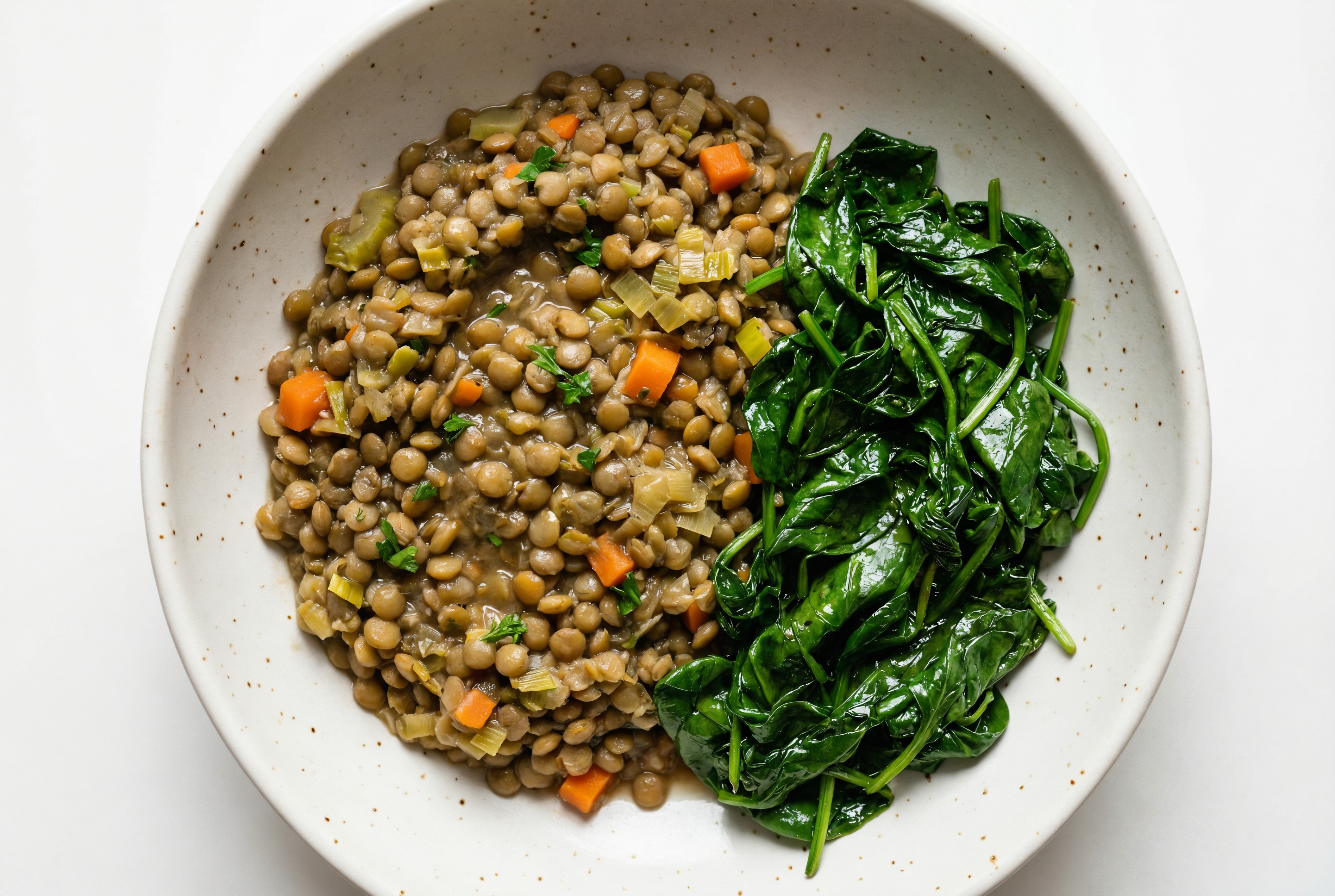 French Mirepoix Lentils with Baby Spinach | Hungryroot