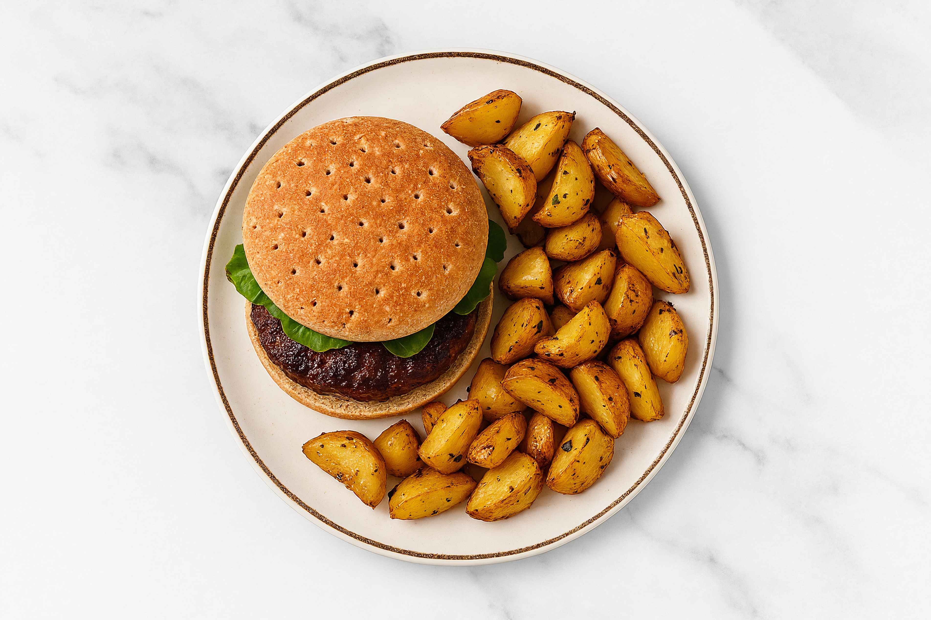 Hamburger + Rosemary Potatoes with Wagyu Beef Patties