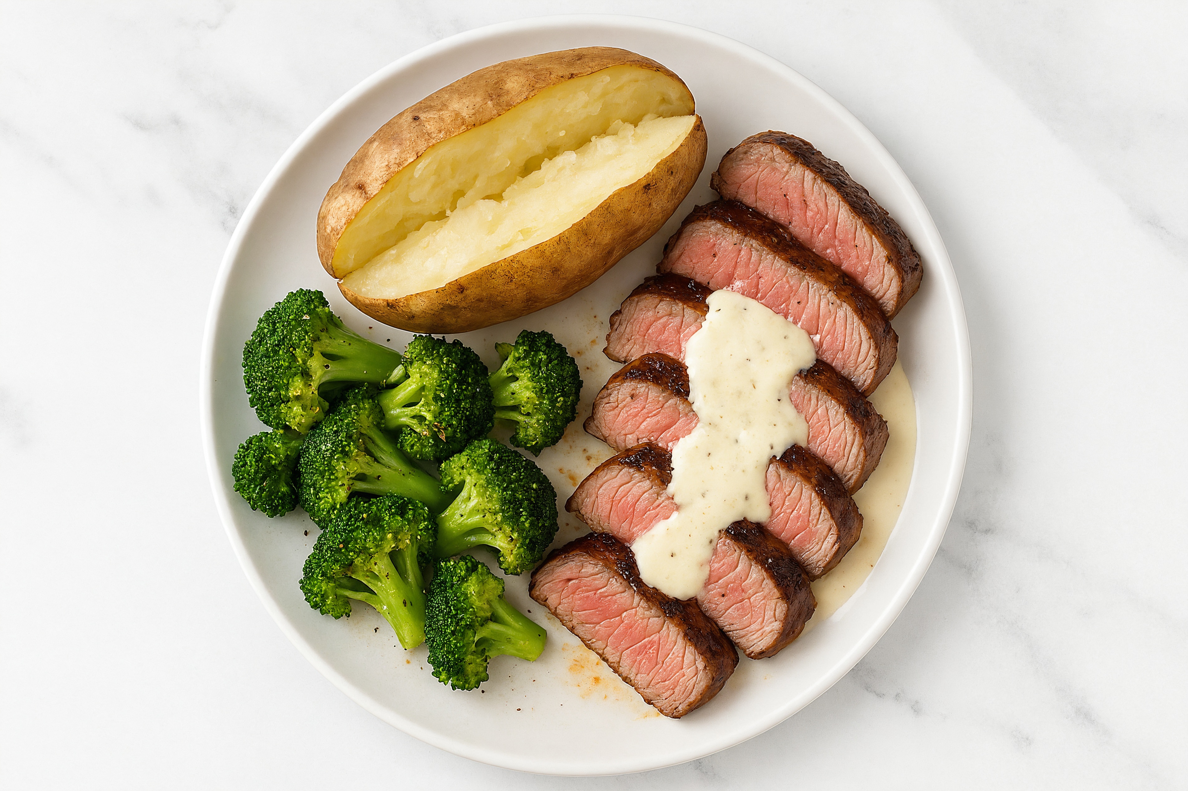 New York Wagyu Strip with Garlic Sauce + Organic Broccoli