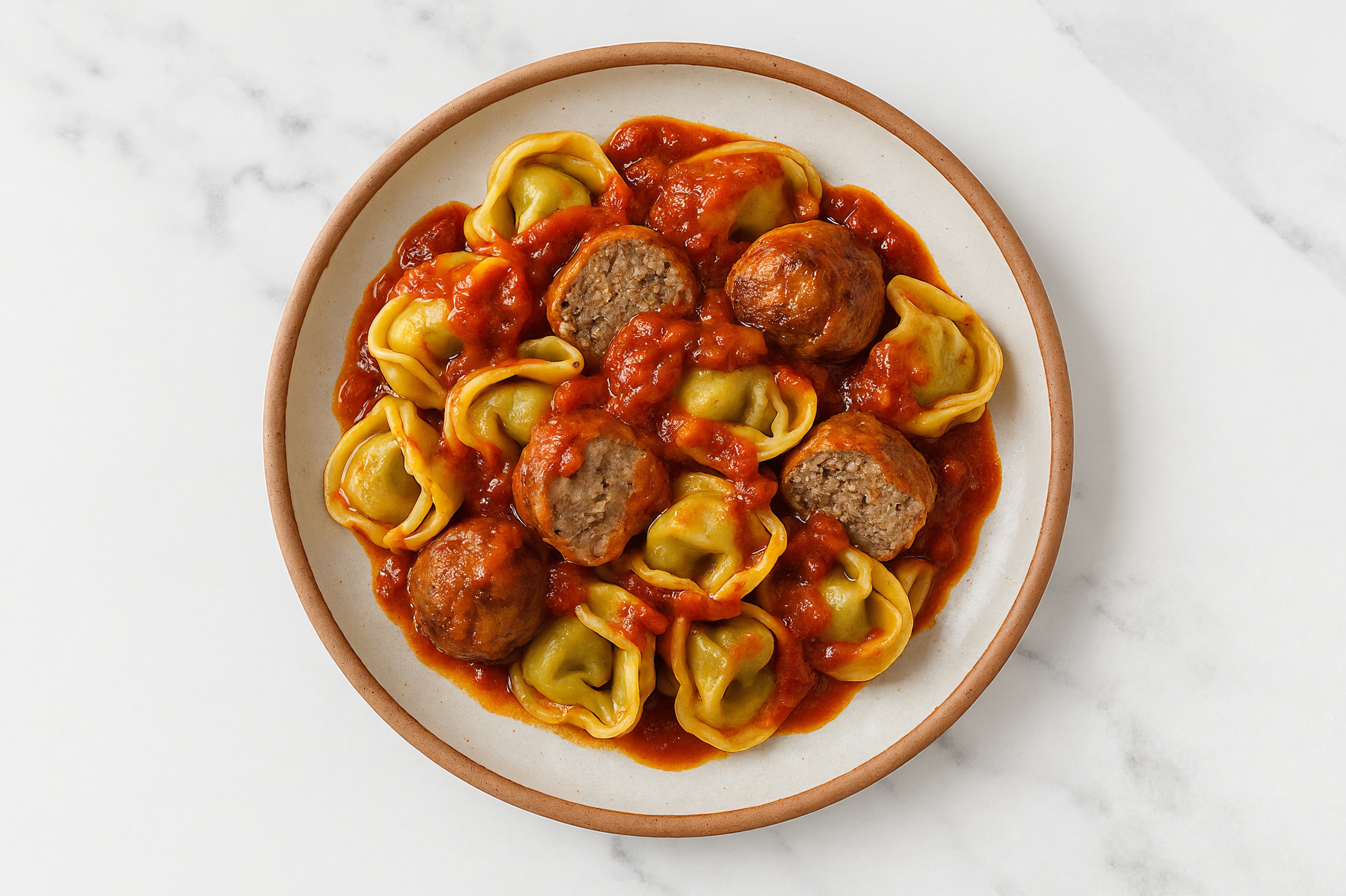 Spinach Tortellini with Beef Meatballs & Tomato Marinara