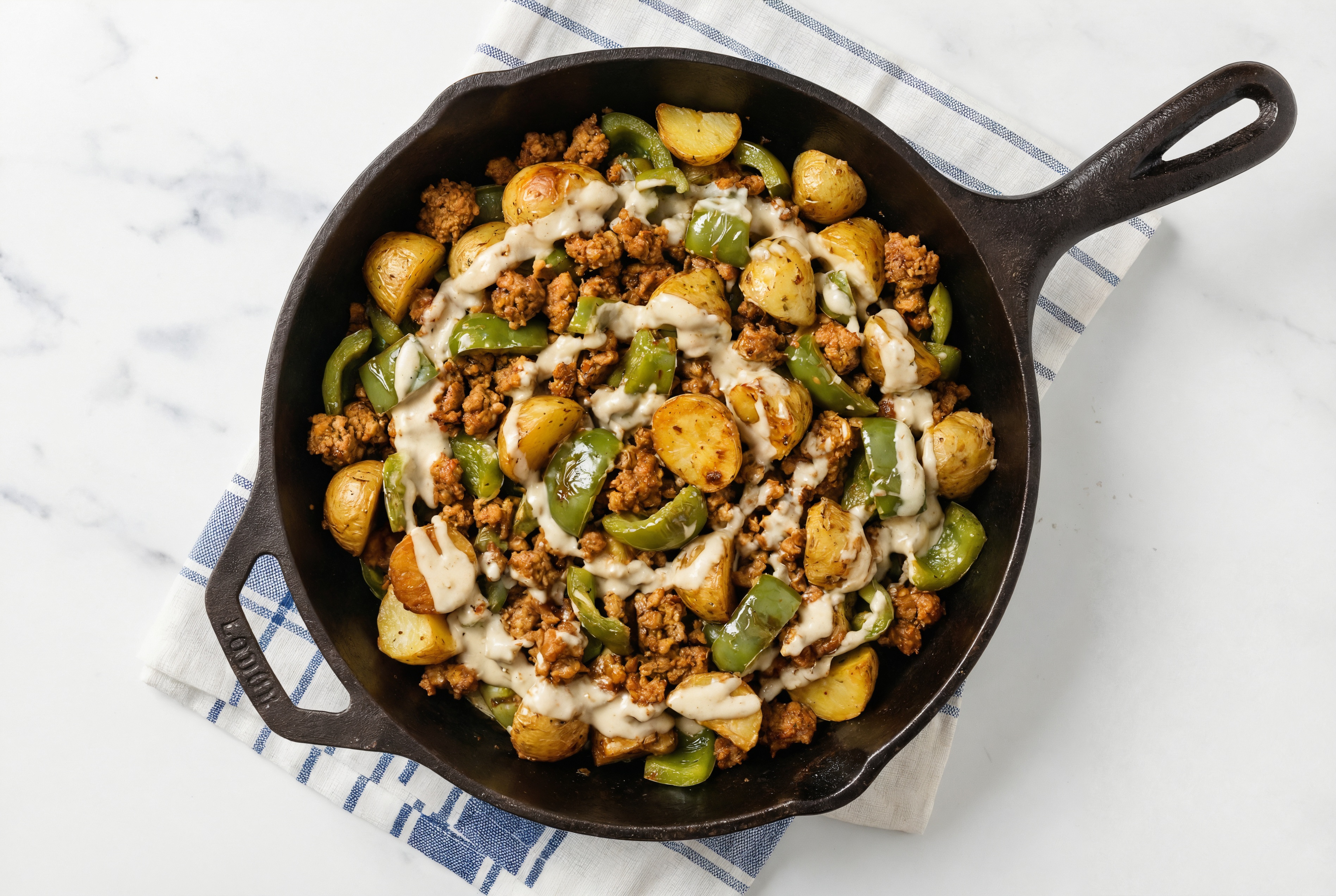 Creamy Garlic Chorizo Loaded Potatoes